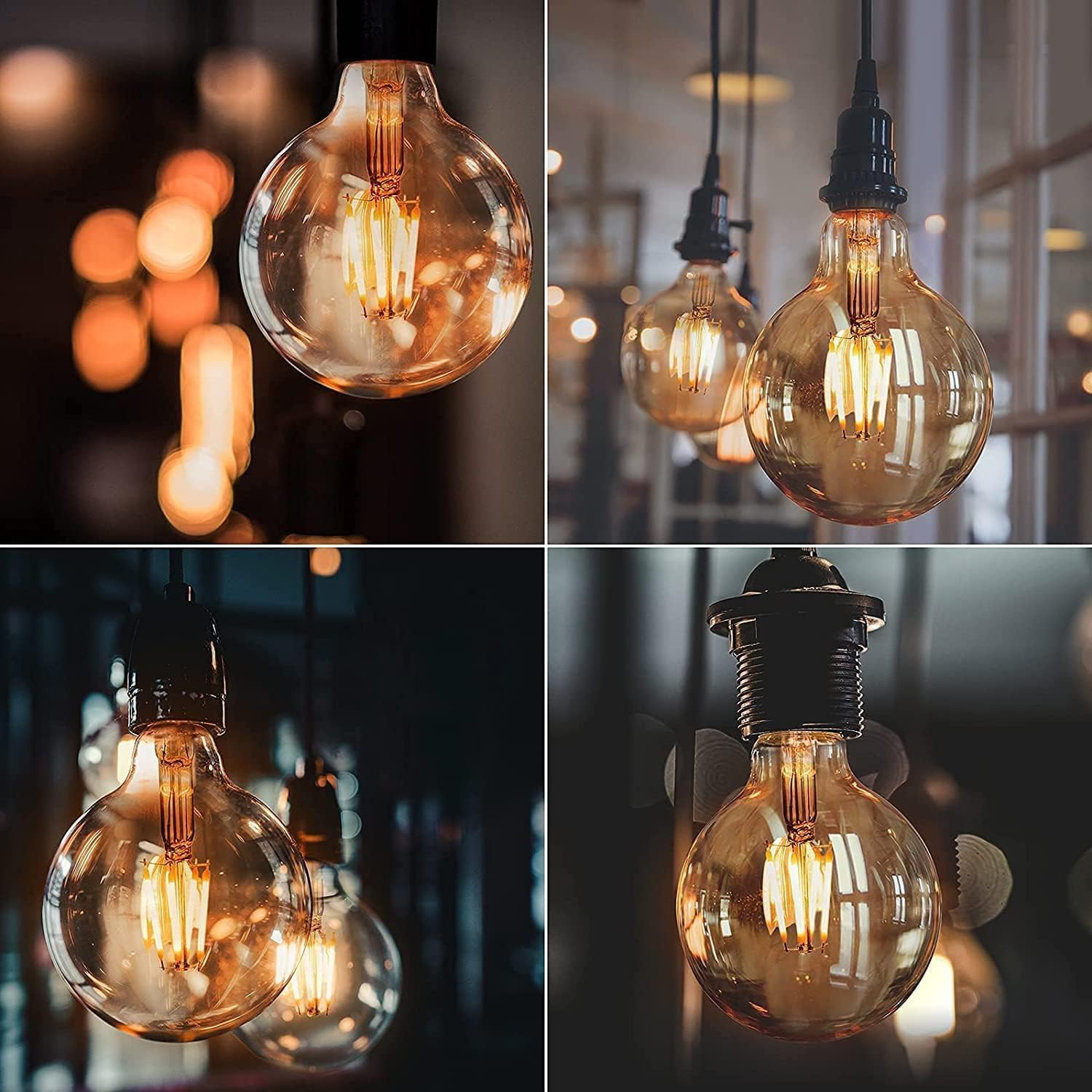 Ledsone, Vintage Light Bulb E27 Screw LED Edison Bulb 8W (60W Equilavent) G95 Edison Screw Light Bulbs,Warm White 2700K ES LED Filament Globe Bulb Antique Style Retro Amber Glass Screw Lamp,450Lm image number 2