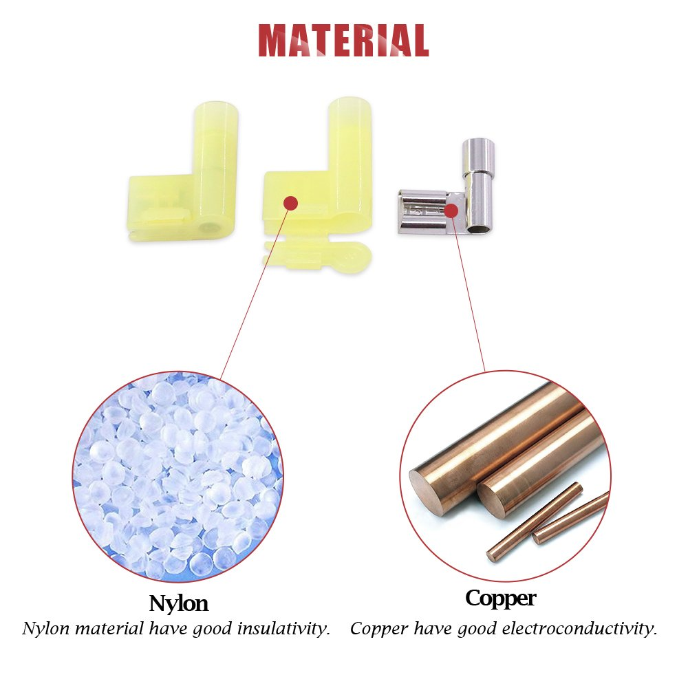 Hilitchi 110Pcs 22-18 18-14 12-10 Gauge Nylon Flag Spade Female Insulated Quick Disconnects Electrical Crimp Terminals Connector Assortment Set image number 5