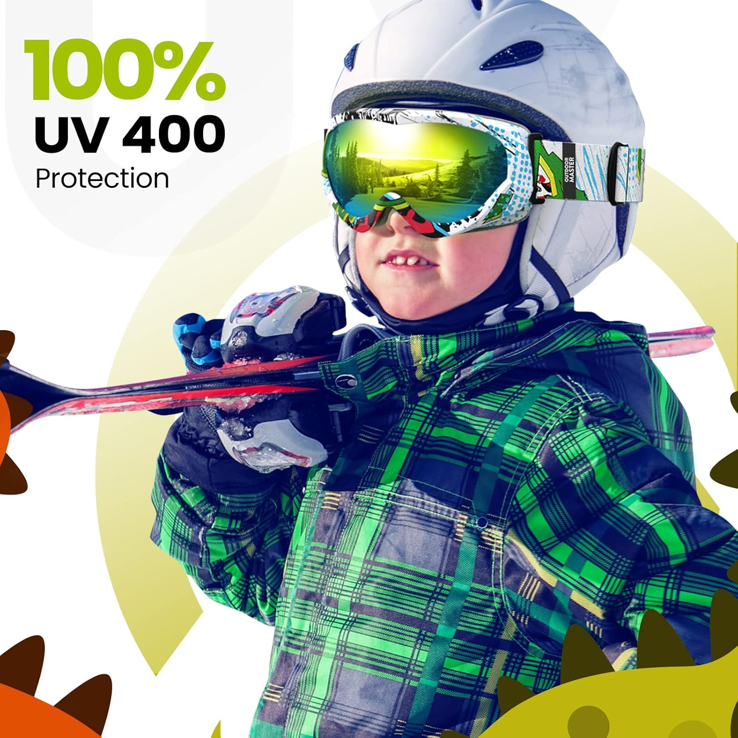 Outdoormaster Kids Ski Goggles - Helmet Compatible Snow Goggles for Boys & Girls with 100% UV Protection - 01Vlt 13％ image number 5