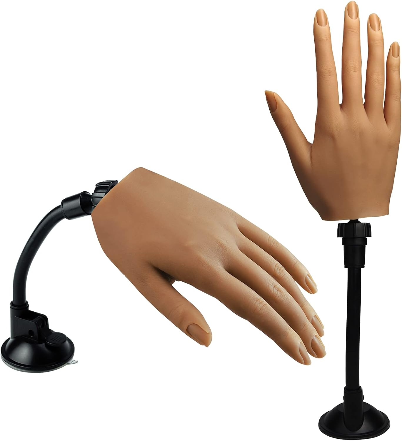 Silicone Practice Hand for Acrylic Nails, Bendable Female Mannequin Life Size Practice Hand with Stand for Nails Practice Nail Art Tools (3#-2P) image number 5