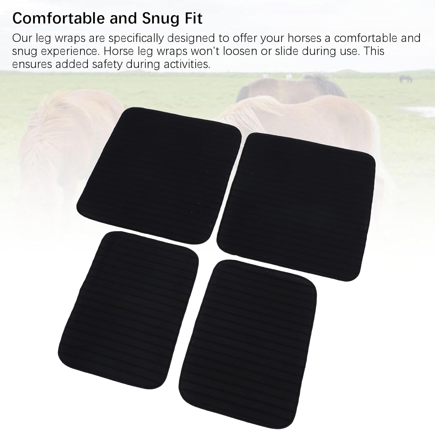 Quilted Leg Wraps for Horses Set of 2, Comfortable Snug Fit Shock Absorbing Horse Leg Wraps, Horse Leg Bandages Stable Supplies Equestrian Boots Horse Leg image number 6