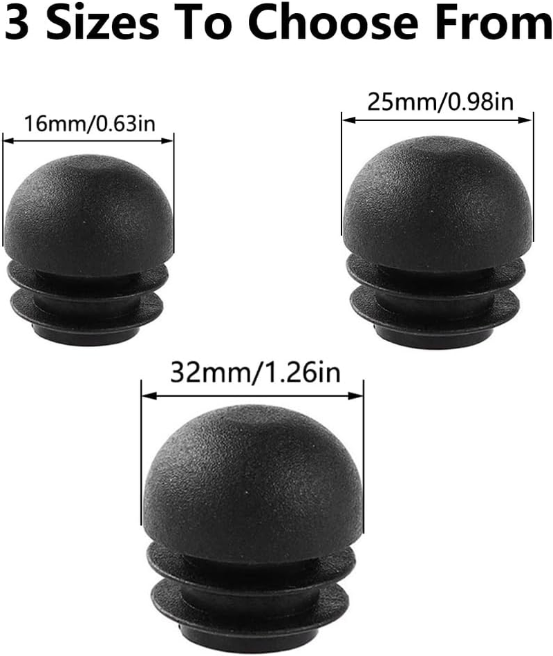 Round Plastic End Plugs, 20Pcs Chair Leg End Caps Pipe Tube Inserts Floor Protectors for Tables, Beds, Chairs (Black 25Mm) image number 2
