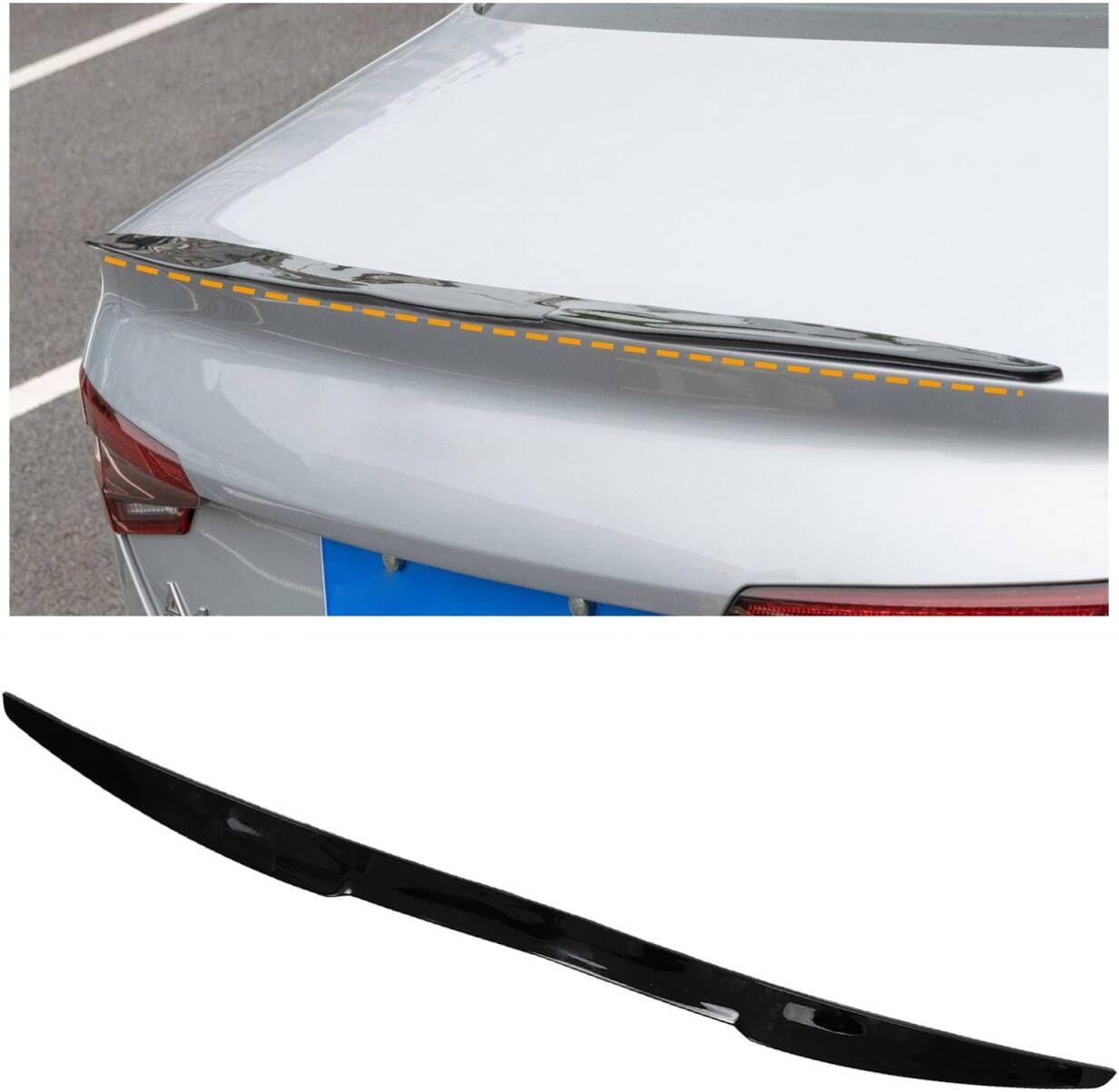 AUTOXBERT Rear Spoiler Wing Universal V-Style Trunk Spoilers for Cars Sedan Saloon Accessories (Glossy Black) image number 6