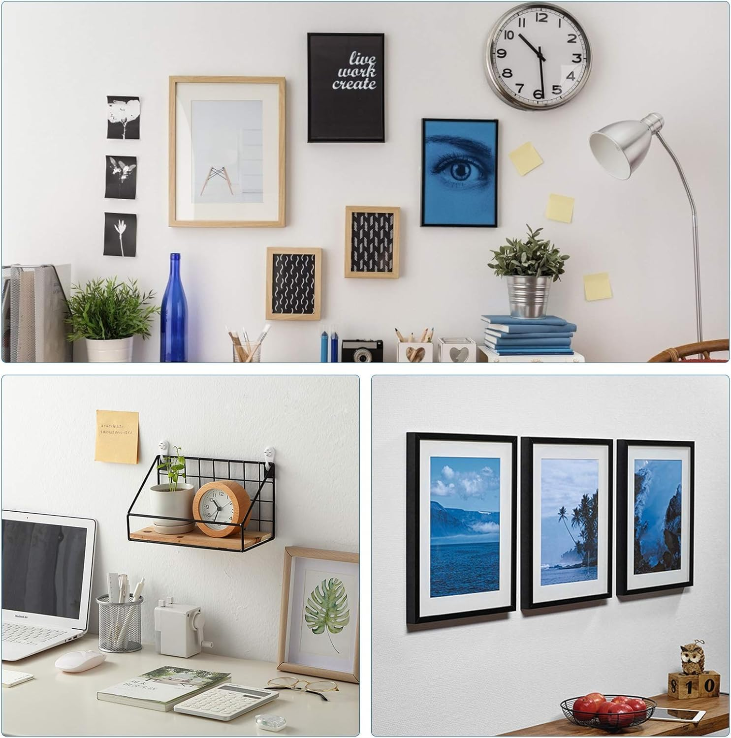 Wall Picture Hooks, 44 Pcs Non Trace Plastic Hanging Hook, Nail Picture Hanging Hooks for Painting, Mirror, Concrete Studs, White image number 6