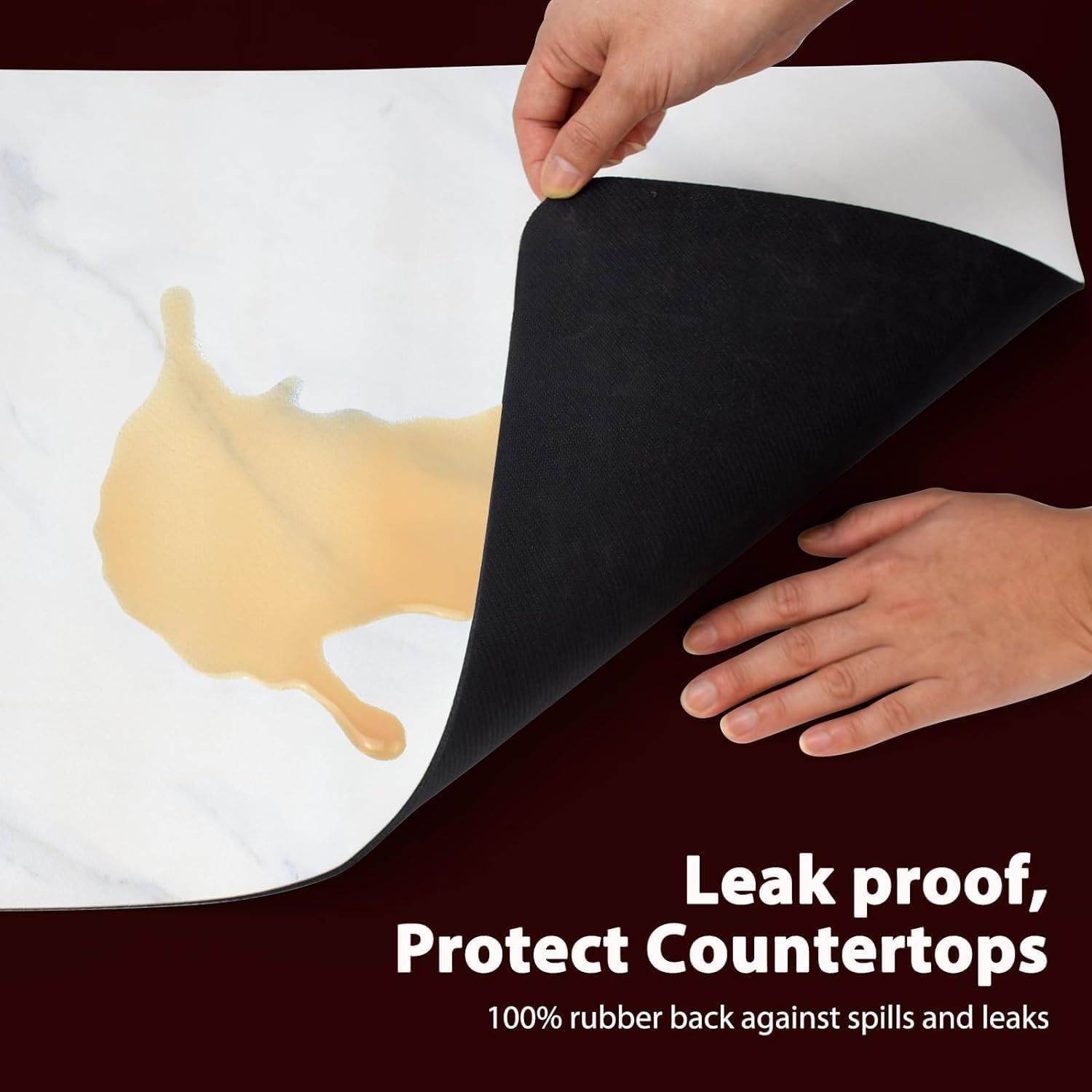 Dish Drying Mat for Kitchen Counter, 30X40 Cm Super Absorbent Hide Stain Dish Drying Pad with Non-Slip Rubber Backed, Quick Drying Mat for Coffee Machine Dish Rack（White Marble Veining） image number 4