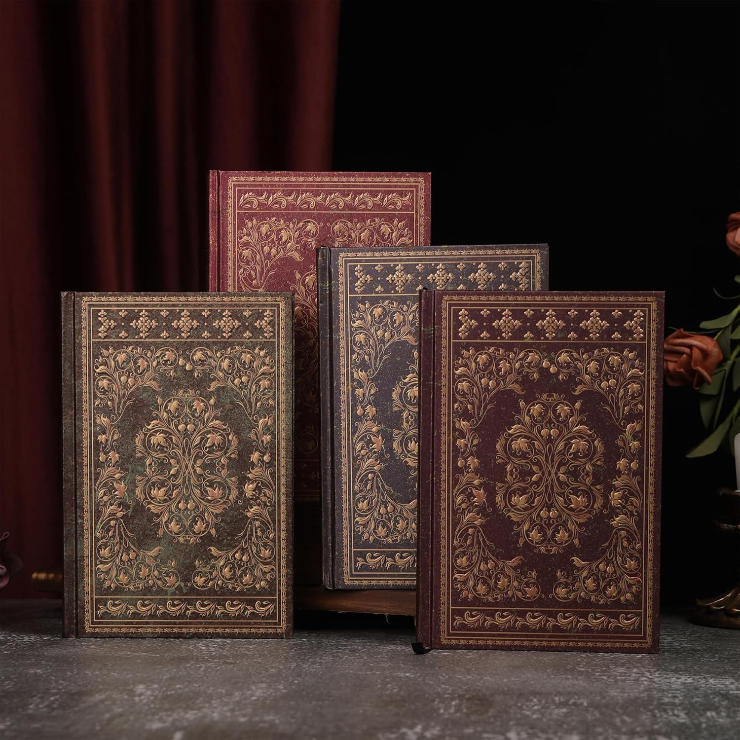 MGGAO Line Notebooks for Women Men, A5 Aesthetic Hardcover Ruled Diary, 100 GSM Journals for Writing for Work, Note Taking, Office School - Flowers 03 image number 4