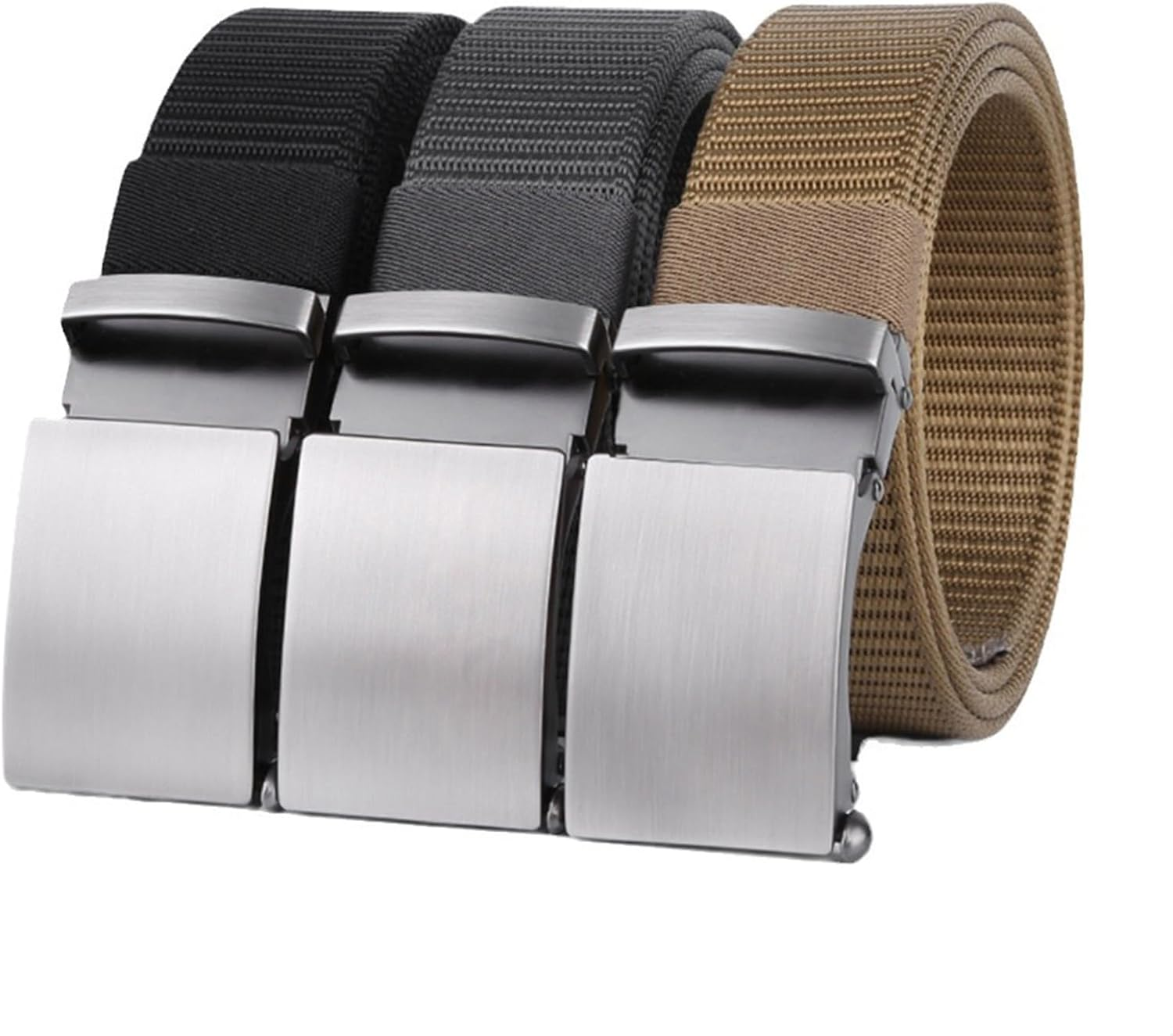 HEIX Men'S Casual Nylon Belt with Heavy-Duty Automatic Metal Buckle, Adjustable Quick-Dry Belt, Fits 70-116Cm Waist, 130Cm Length, 3.4Cm Wide - Brown image number 7