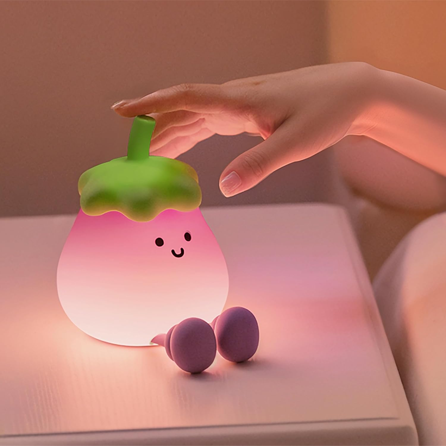 Night Light, Cute Silicone Nursery Lamp with Rechargeable USB, Tap Control, Soft Warm White Changing LED Nightlight, Bedroom Kawaii Decor, Perfect Choice for Valentine&rsquo;S Day, Birthday