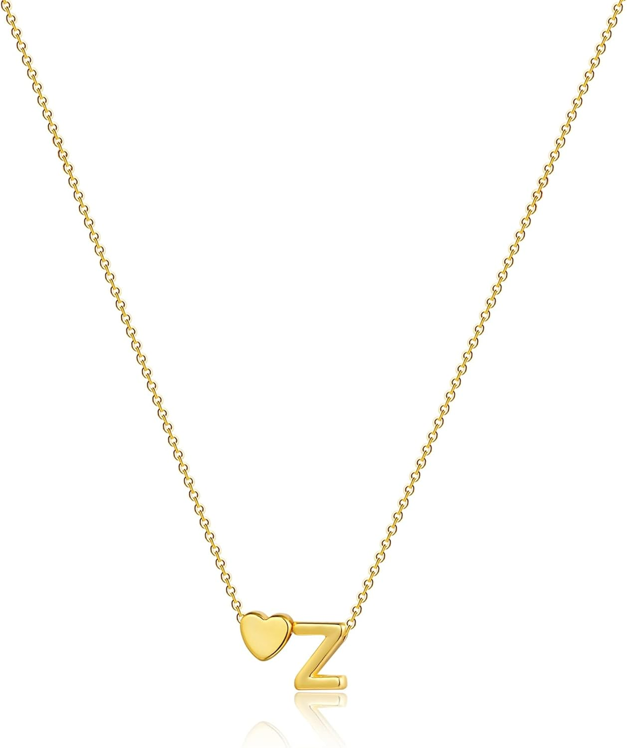 Initial Heart Necklace Gold Dainty Letter Pendant Tiny Heart Necklace for Women image number 1