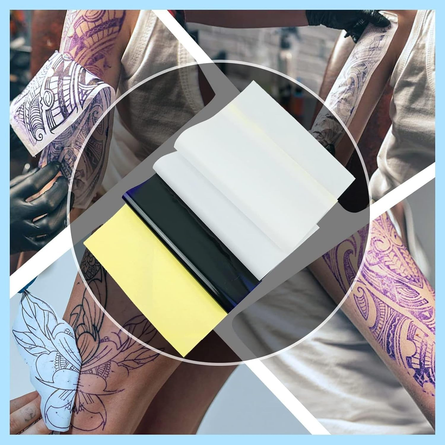 Tattoo Transfer Paper, 20 PCS Tattoo Stencil Paper for Tattooing to Skin, 4 Layers Premium Thermal Stencil Paper DIY Tatt&omicron;&omicron; Tracing Paper for DIY Tattoo Transfer Kit Tattoo Supplies, A4 Size image number 1