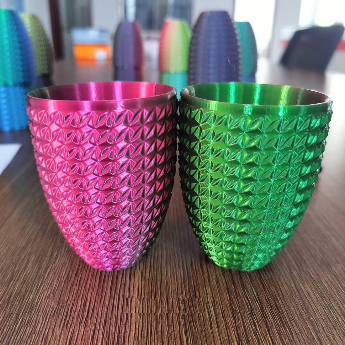 CC3D Silk Dual Color PLA Filament Rose/Green PLA Filament 1.75Mm 1KG 3D Printer Filament 2 Colour Coextrusion Filament PLA Shiny Metallic Filament 3D Printing Material Red Green PLA 2 in 1 Filament image number 3
