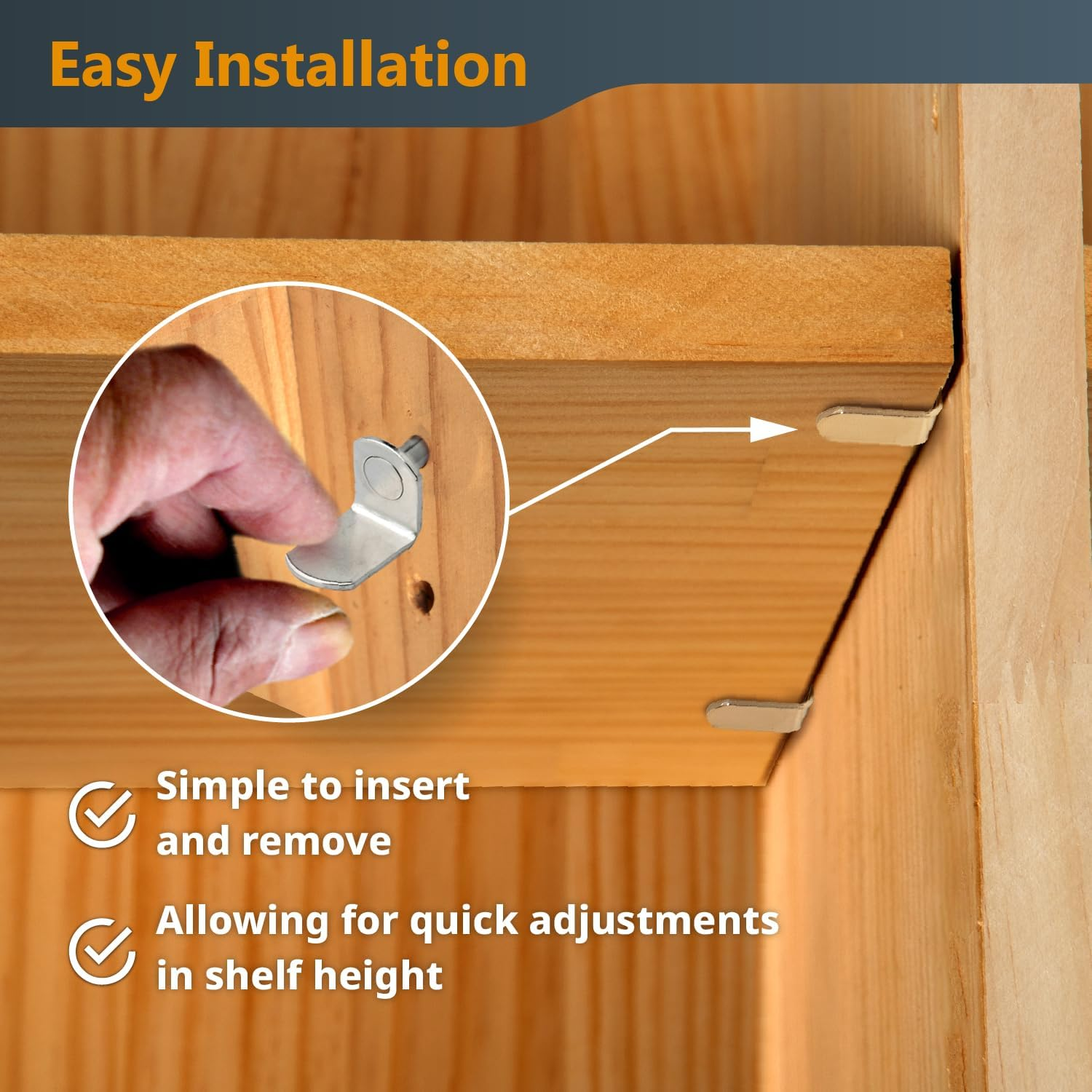 POWERTEC QP1302 5Mm Shelf Pins, L- Shaped Bracket Style, 5 Mm, Nickel image number 6