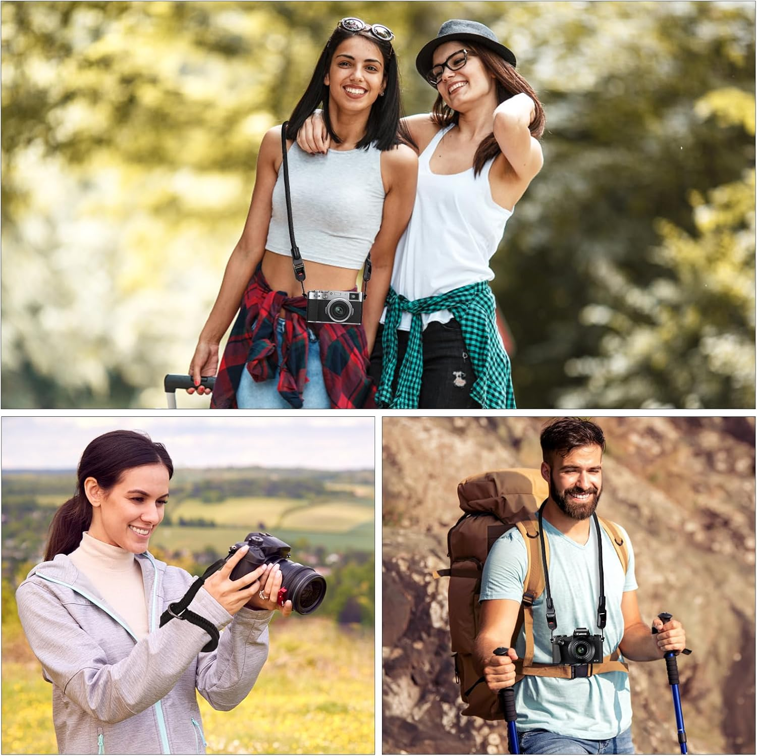 LURICO Camera Shoulder Strap with Wrist Strap, Camera Wrist Strap with 4 Quick Releases, Camera Wrist Strap for Various Wrists, Adjustable Camera Strap Shoulder Strap for DSLR Camera, Black, 110 image number 5