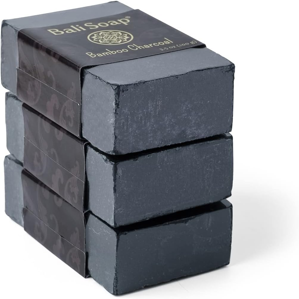 Bali Soap - Bamboo Charcoal Natural Soap Bar, Face or Body Soap Best for All Skin Types, for Women, Men & Teens, Pack of 3, 3.5 Oz Each image number 3