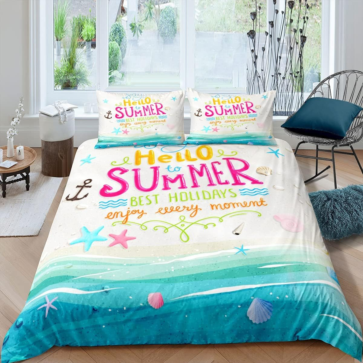 Homewish Spaceship Bedding Sets Falling Stars Duvet Cover Set Colourful Starry Sky Comforter Cover for Children Boys Girls Galaxy Science Fiction Theme Bettpreads Cover with 1 Pillowcase 135 X 200 Cm