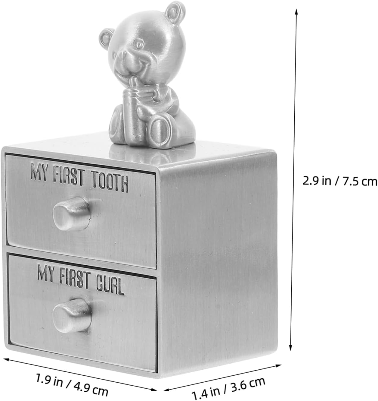 Double Metal Tooth Holder Fetal Hair Keepsake Box Stylish Organizer for Storing First Tooth Hair Nursery Decor Compact Portable Design image number 3