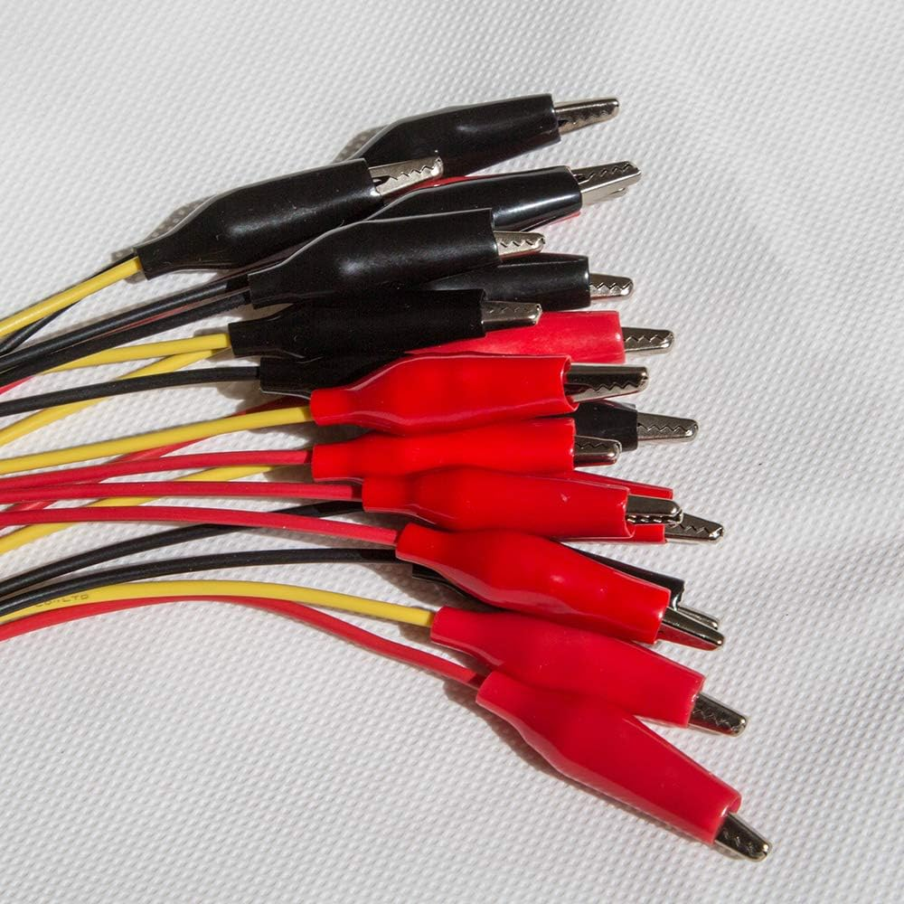 60 Pack 1.4''/35Mm Silver Tone Alligator Clips,Danzix Crocodile Silver Tone Nickel Plated Electric Test Clamps with Red/Black Protective Insulation Cover for Laboratory Testing image number 3