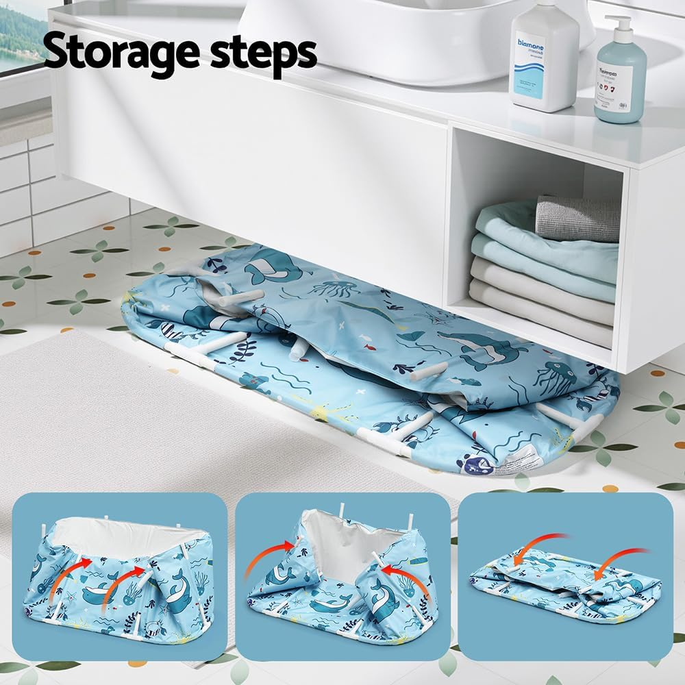 Weisshorn Foldable Bathtub PVC Spa Bucket Inflatable Cushion 132X65Cm Blue image number 5