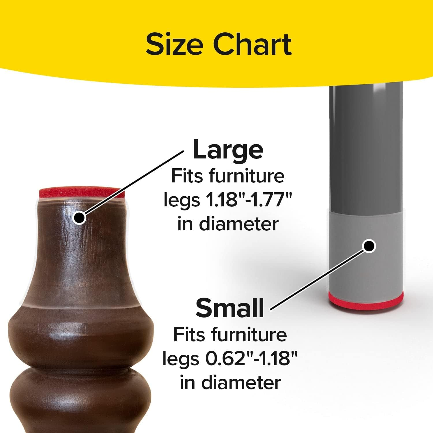 Bulbhead Ruby Sliders as Seen on TV by - Red Means They&rsquo;Re Authentic - Premium Chair Covers Protect Hardwood & Tile Floors from Scratching - Fits Most Furniture Leg Sizes & Shapes - 8 Pack image number 3