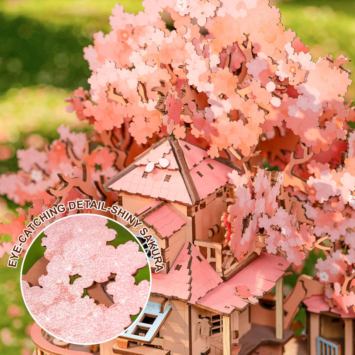 Rolife 3D Puzzles for Adults, Cherry Blossom Bonsai Tree Plants, Japanese Sakura Tree House Flowers Building Set for Adults for Table Toys & Home Decor, Creative Birthday Girls&Boys (535 PCS) image number 2