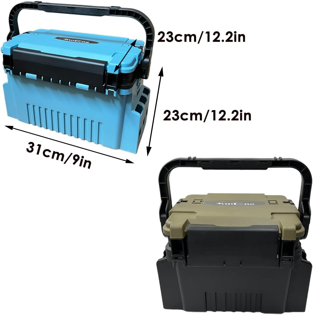 AIMALL Multifunctional Fishing Tackle Box &ndash; Large-Capacity Portable Gear Storage Case with 14 Compartments & Spacious Lower Section, Durable Impact-Resistant Plastic, 12.2In X 9In X 12.2In image number 3