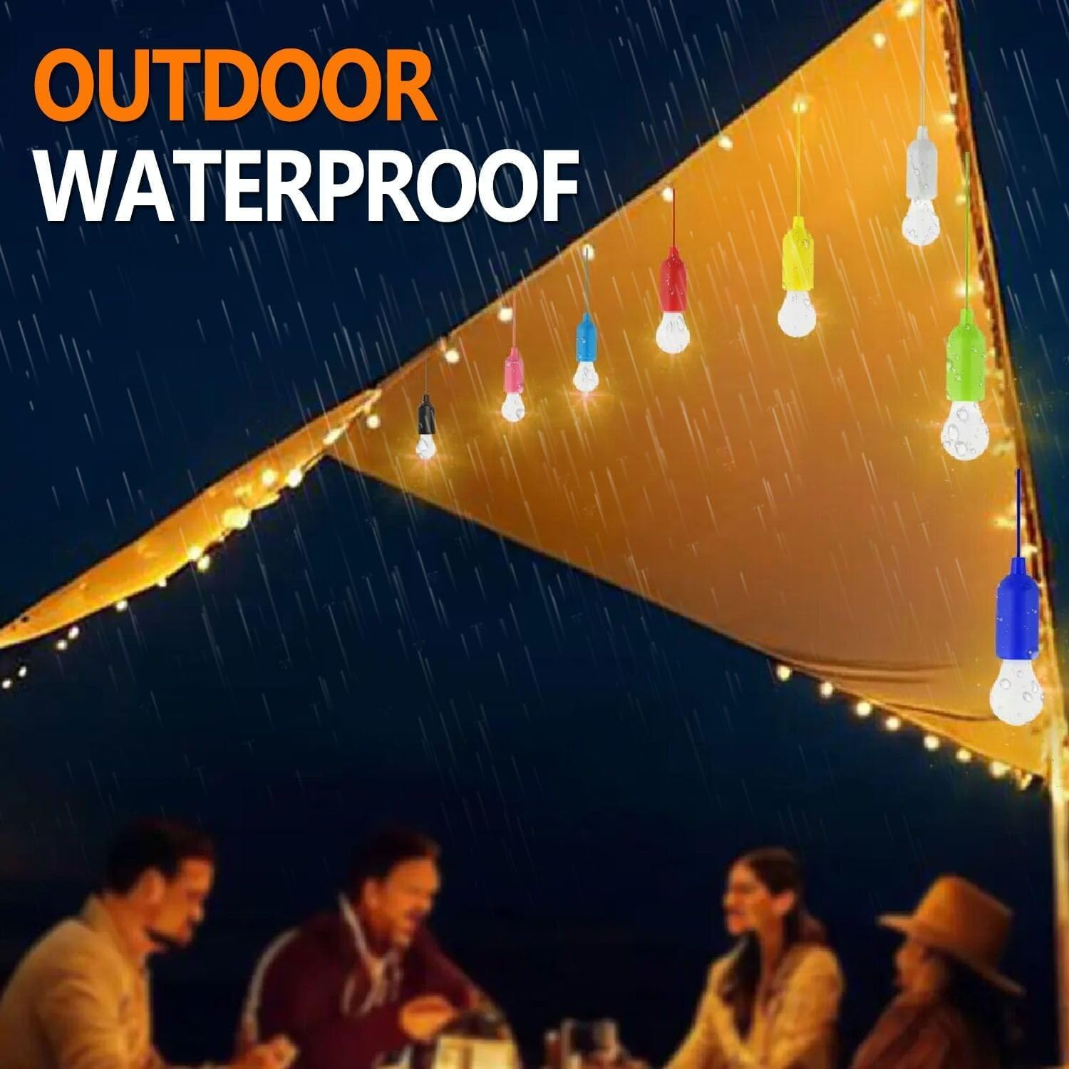 Pocketman LED Pull Cord Light Bulb, 5 Packs Portable Battery Operated Camping Tent Lamp, Waterproof Hanging Night Lamp Lights, for Backyard, Garden, Party, Camping image number 2