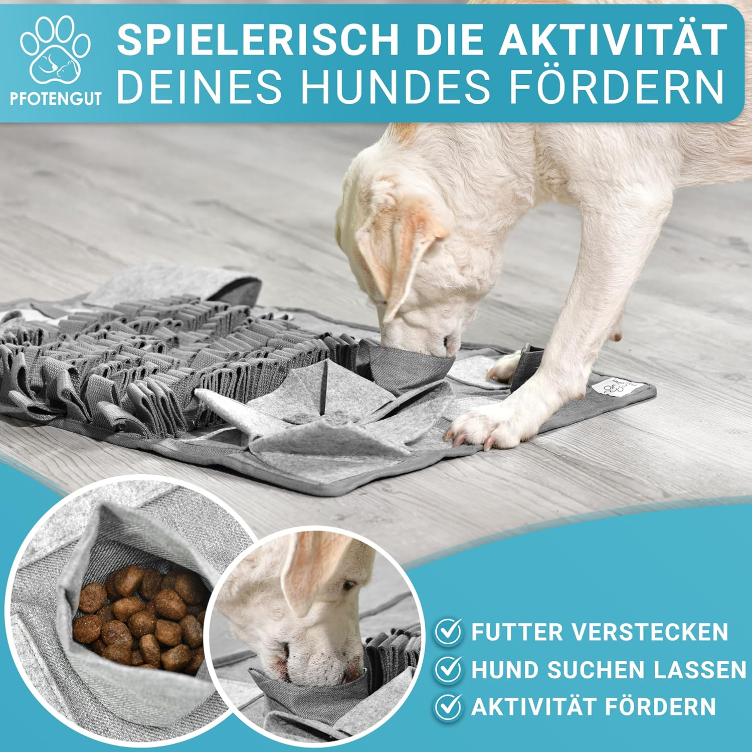 PFOTENGUT&reg; Interactive Sniffing Rug for Dogs - Intelligence Toy for Dogs - Sniffing Mat Dog - Dog Sense of Smell Training Mat - Dog Toy with 3 Levels - Sniffing Training Dog image number 5