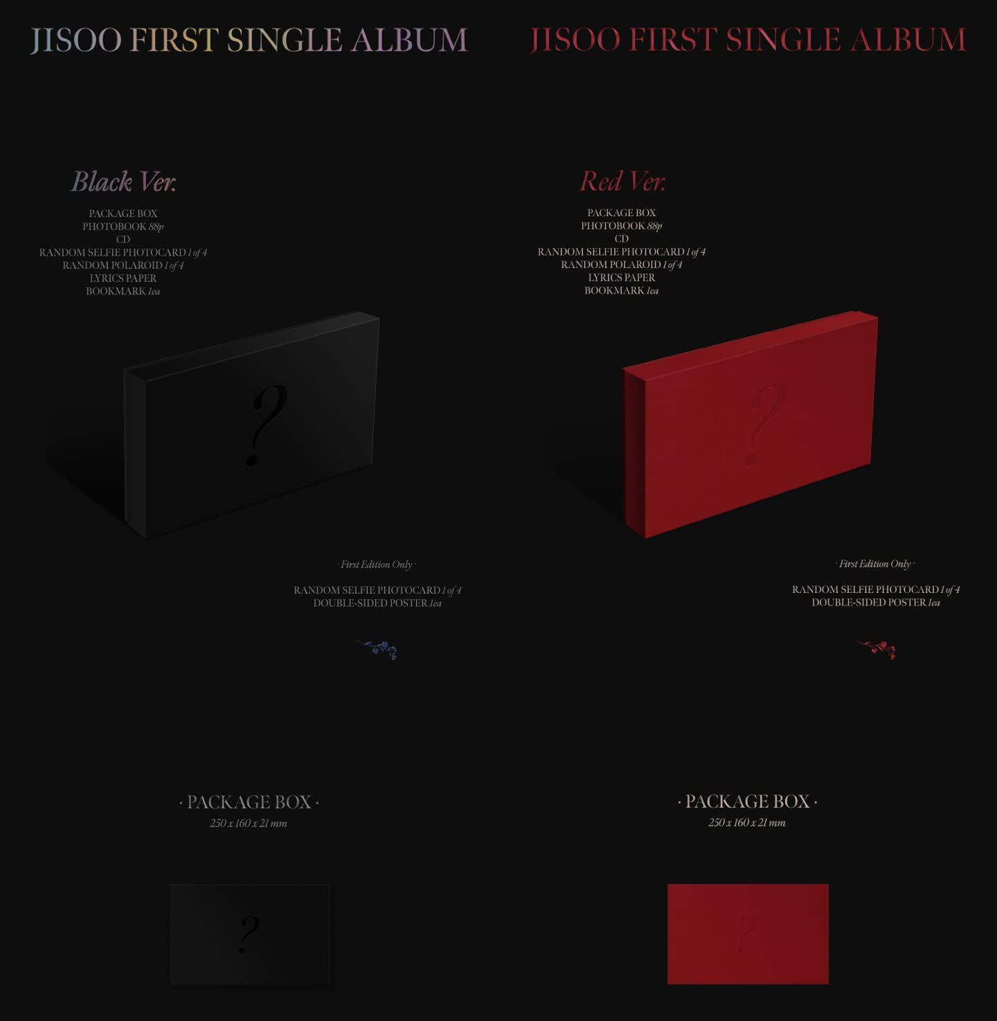 Jisoo ME 1St Solo Single Album Black Version Cd+1P Poster+88P Photobook+1P Selfie Photocard+1P Polaroid+Lyrics Paper+1Ea Bookmark+Tracking Sealed image number 6