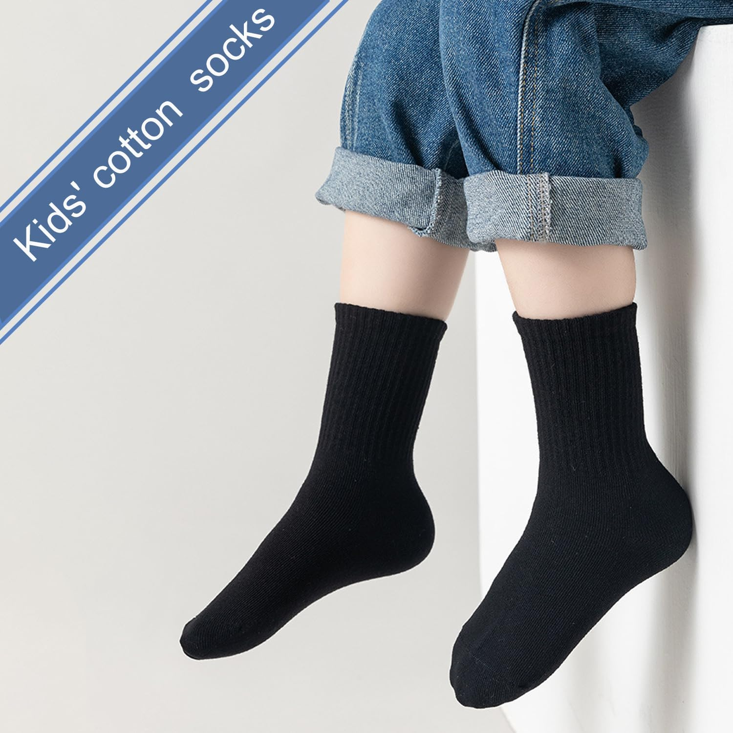 10 Pairs Unisex Kid Socks, Soft Cotton Baby Toddler Crew Socks for 1-3/3-5/6-8/8-12 Years Old Boys Girls Kids Children Youth Breathable Athletic Trainer Ankle Socks for Baby Boy Girl image number 1