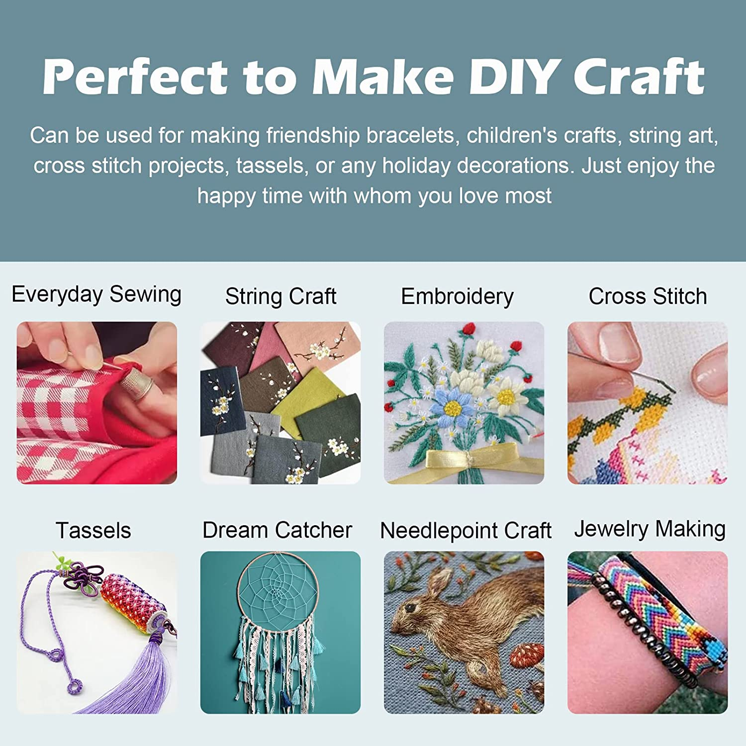 Embroidery Threads Set 100 PCS with 25 Sewing Tools Cross Stitch Starter Threads Embroidery Sewing Floss Kit for Beginners DIY Crafts image number 6