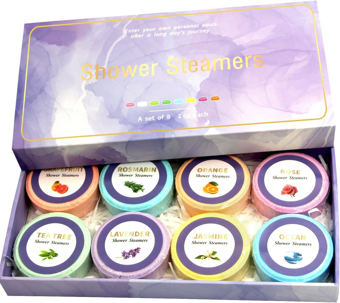 8 Pack Pure Essential Oil Shower Steamers | Aromatherapy for Stress Relief & Home Spa Relaxation | Elegant Gift Box - Perfect for Mother'S Day, Birthday, Valentine'S Day image number 6