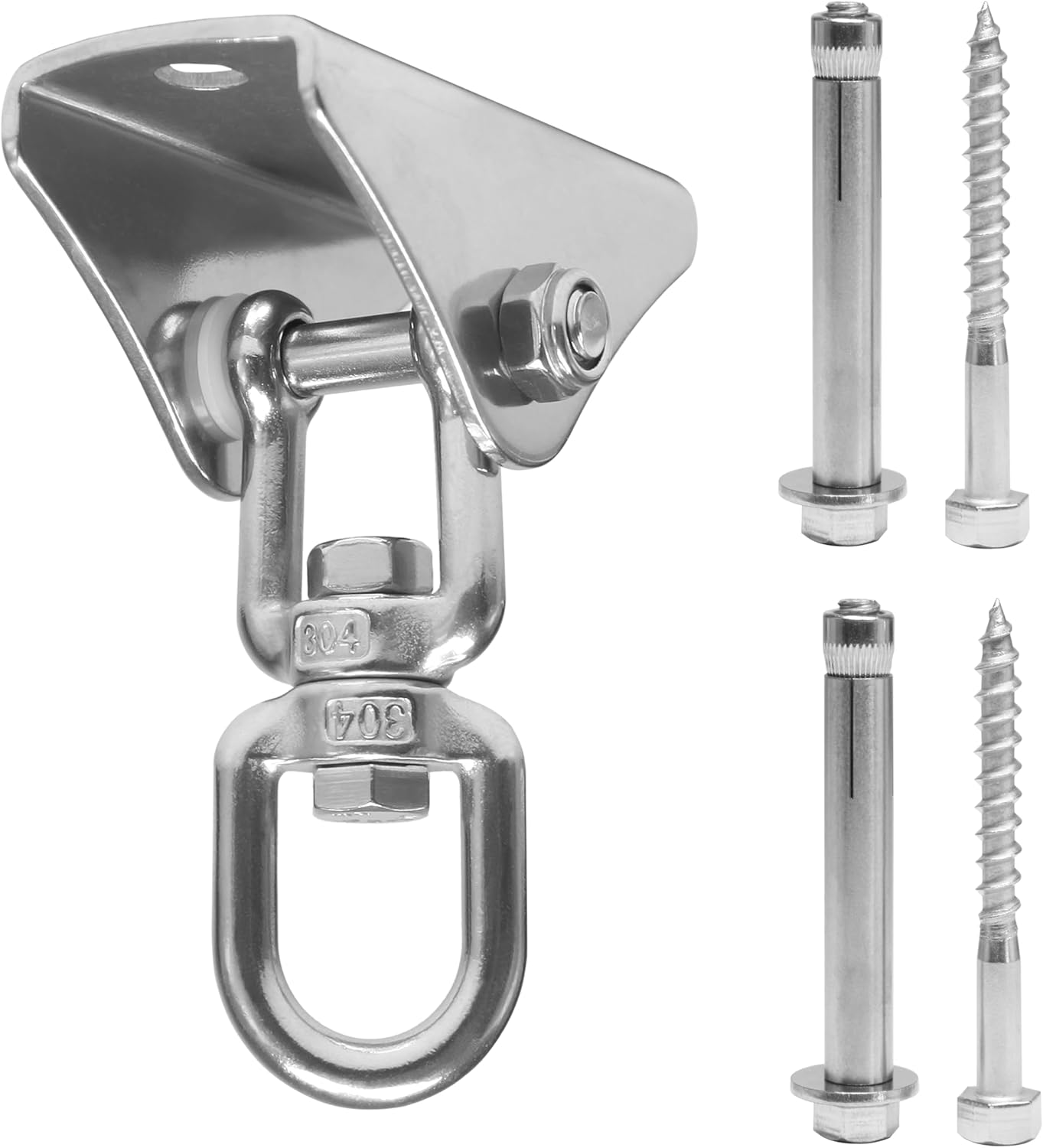 Heavy Duty Swing Hanger Hook, 360&deg; Swivel Swing Hook with 4 Screws for Porch Yoga Seat Hammock Sandbag Indoor Outdoor Stainless Steel Swivel Hook Fixing Plate Boxing Sandbag Hanging Chair Fixing image number 4