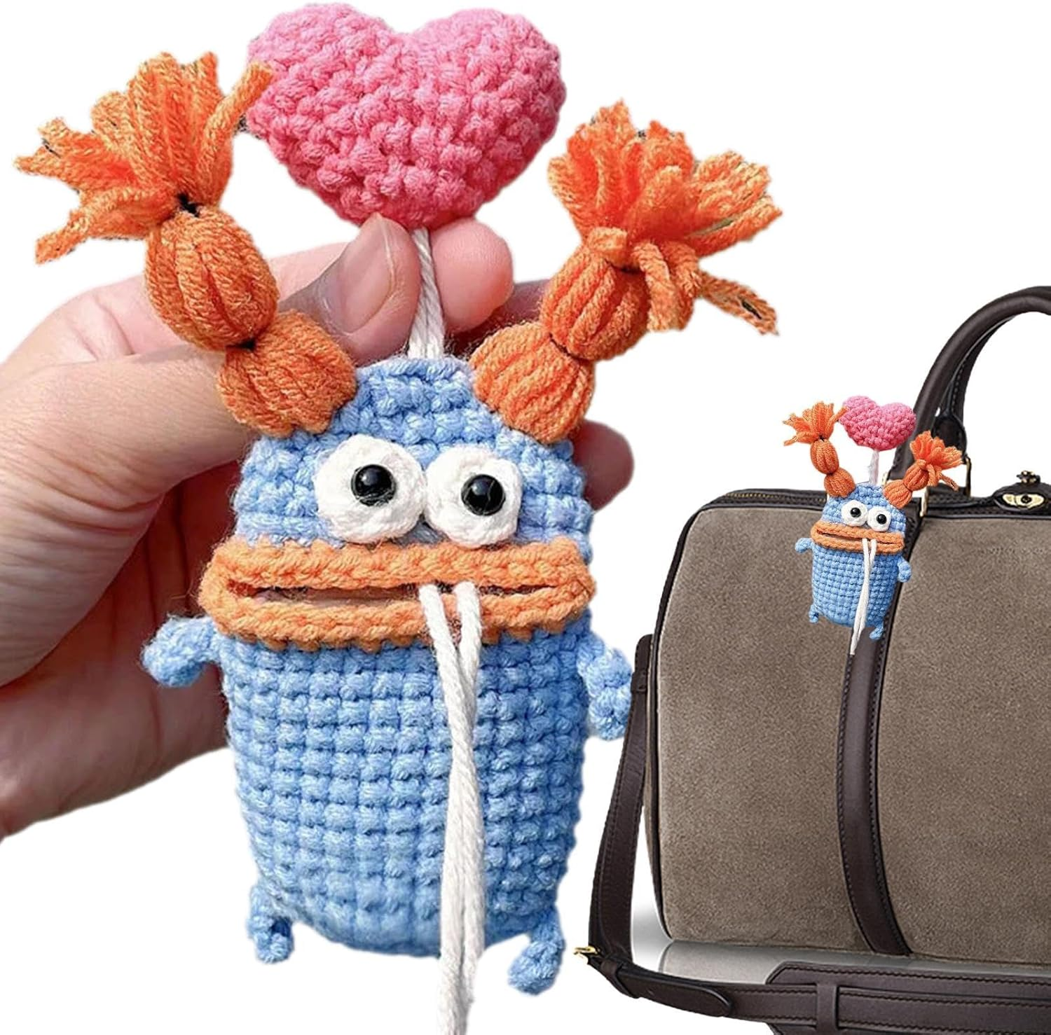 Key Fob Pouch Crochet Large Sausage Mouth Key Case Holder Creative Cute Key Case Lovely Pure Crochet Key Pouch Handmade Woven Keychain for Home Keys Sausage Mouthpiece Key Cover - C image number 4