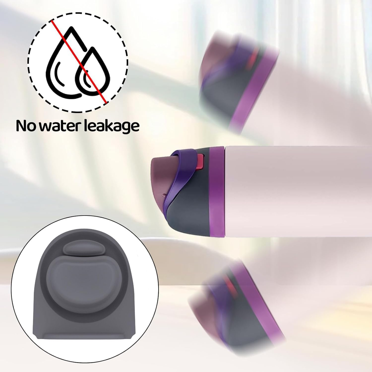 12Pcs Water Bottle Seal Replacement Stopper Compatible with Owala Freesip 24/32/40 Oz, Silicone Seal Bottle Cap Replacement Parts, Cap Mouth Plug Gasket Accessories for Owala (Gray) image number 1