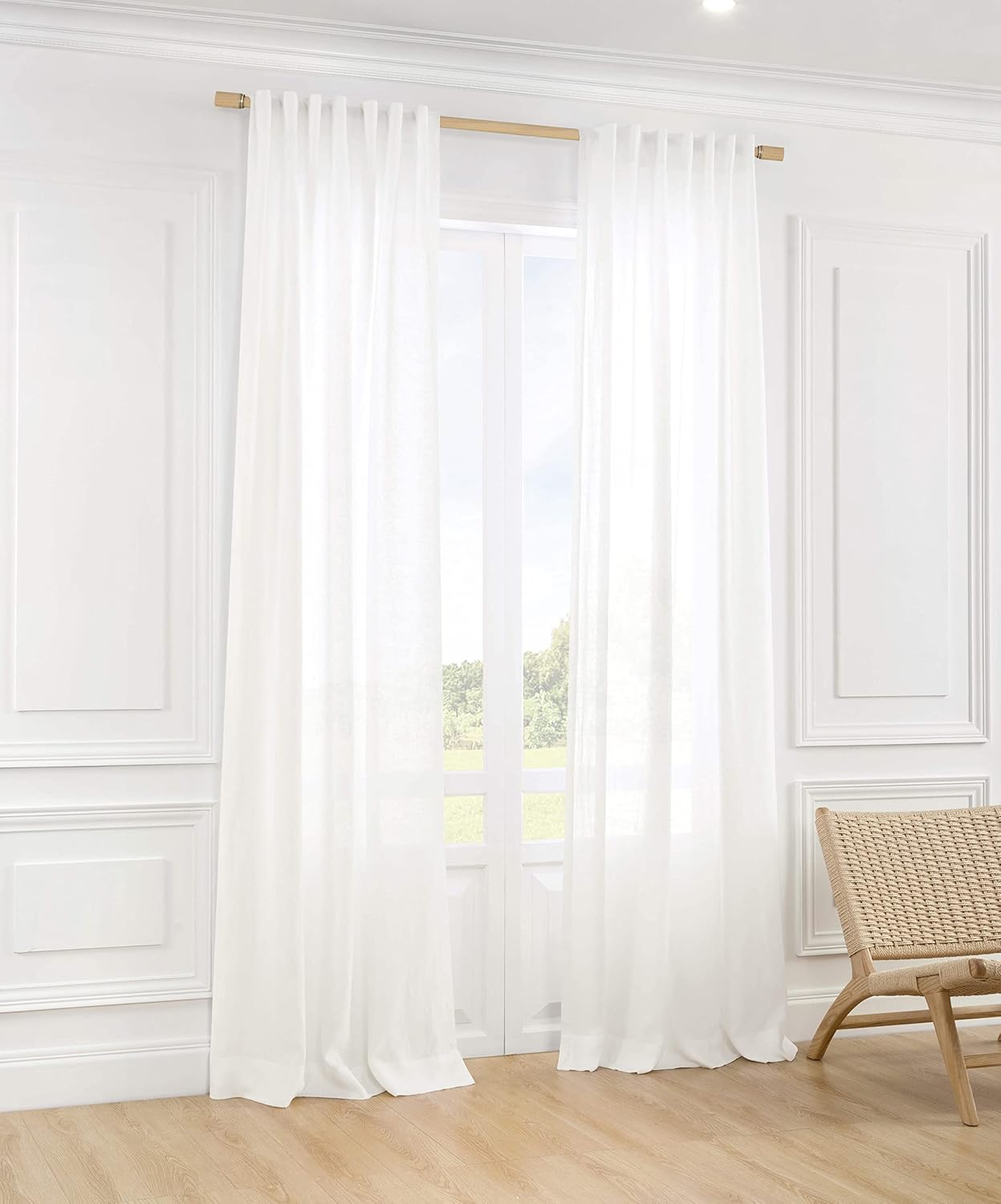 ATLINIA 100% Linen Sheer Curtain White Panel - 1 Panel Window Natural Linen Sheer for Bedroom Living Room Farmhouse Light Curtain Filtering Door Shades Privacy Rustic Boho Door Drape 160 Cm image number 4