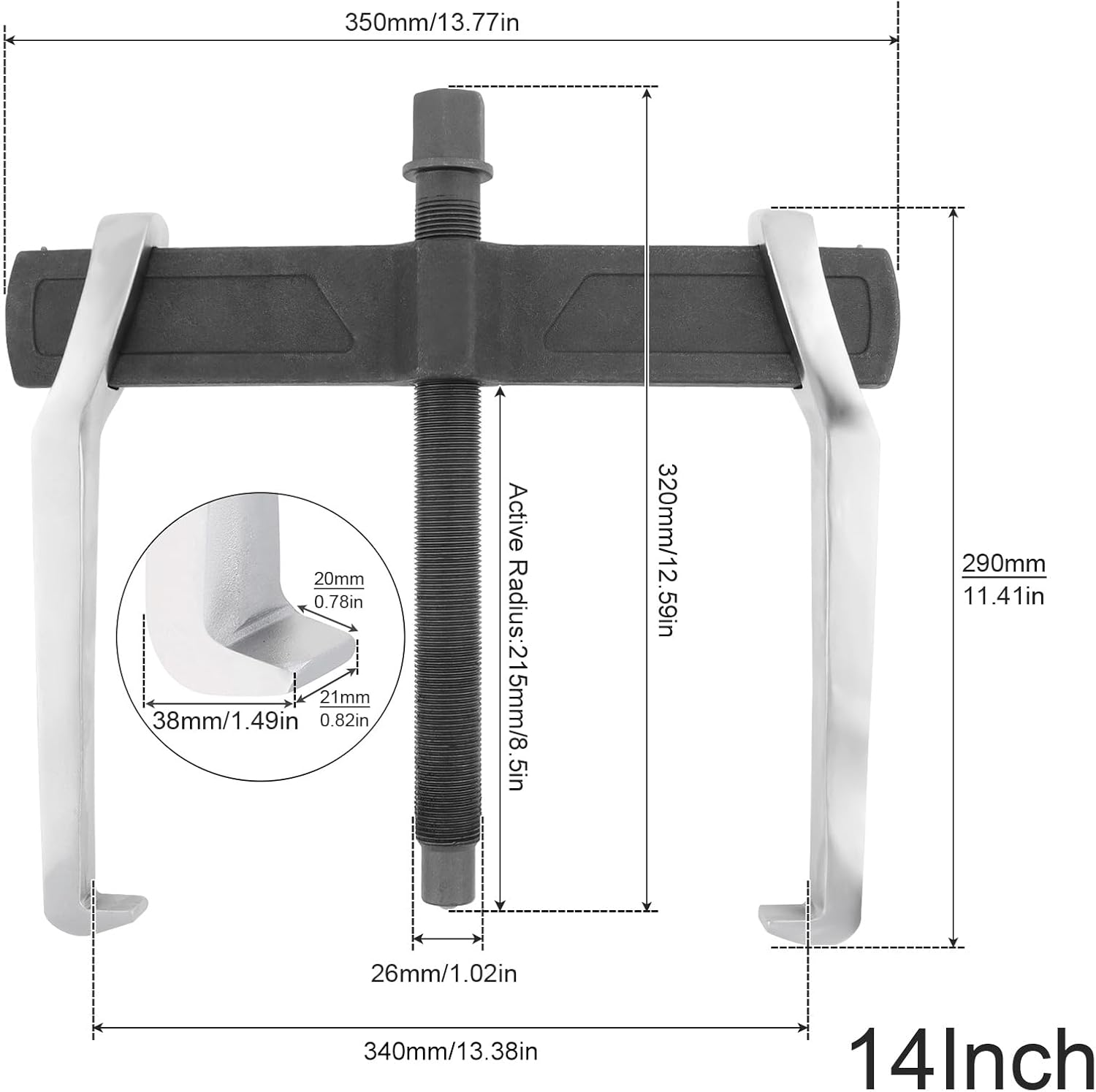 Chgimposs 14 Inch 2-Jaw Gear Puller, Adjustable CR-V Bearing Puller Gears, Removal Tool for External Internal Pulling, Puller Tool Separate Lifting Device image number 2