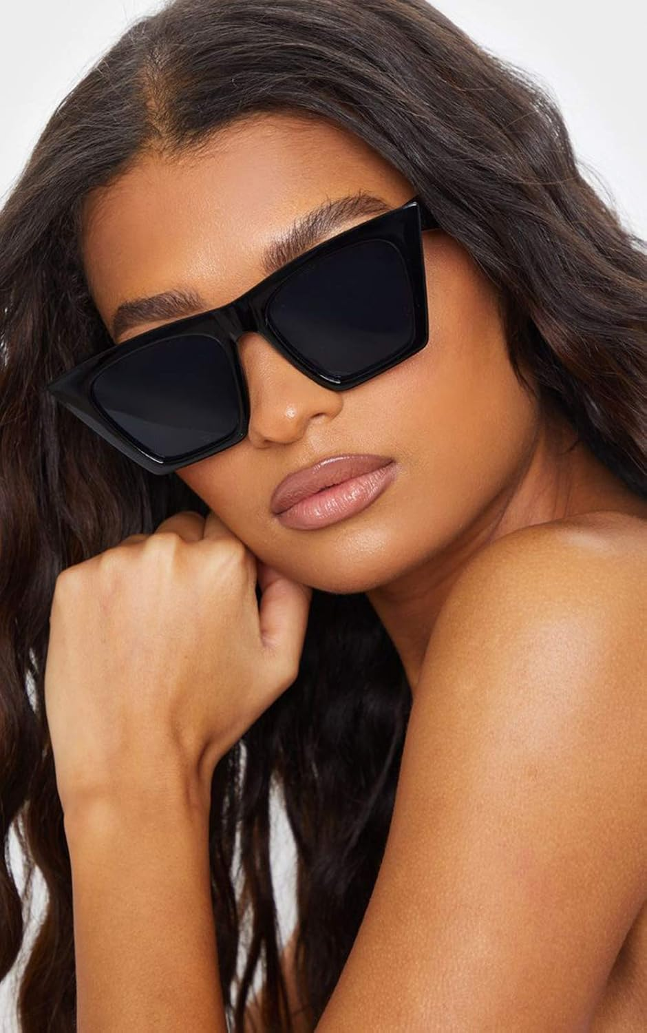 SORVINO Cateye Square Sunglasses for Women Men Trendy Retro Classic Vintage Square Sunglasses Black image number 2