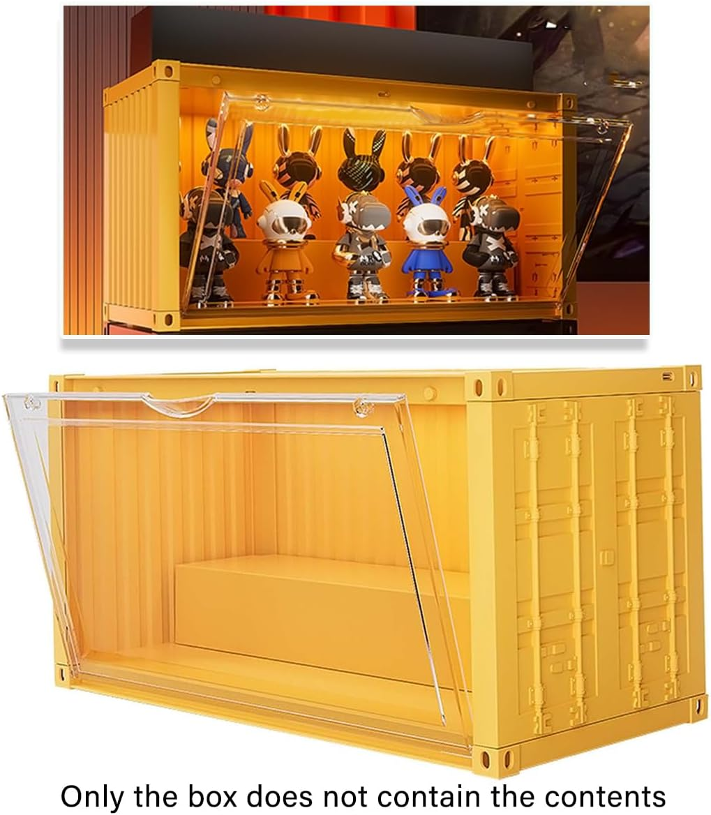 AIMALL 13.78X6.69X7.48 Inch Yellow Transparent Display Box for Collectibles Dustproof Cabinet Organizer image number 1