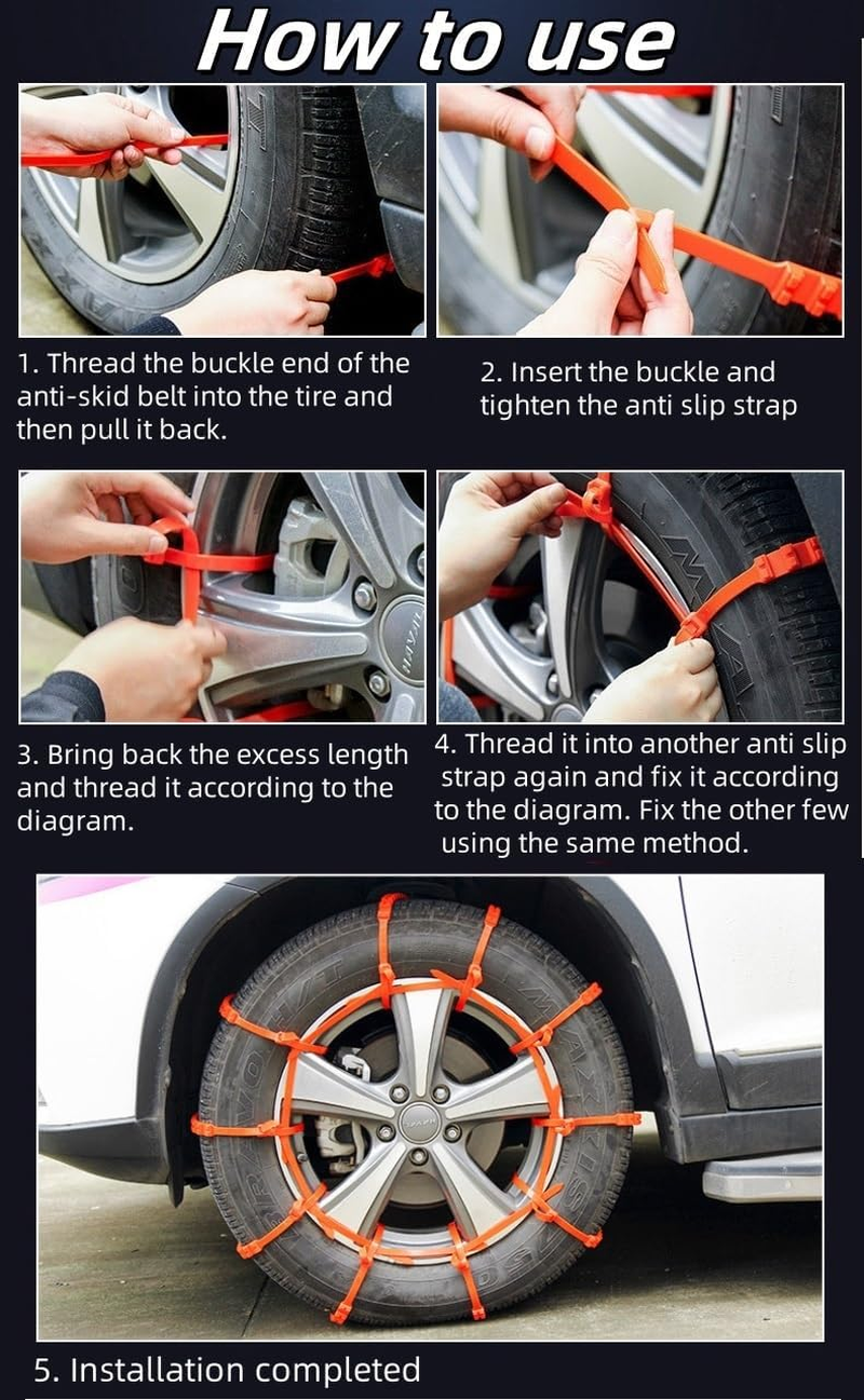 Universal Winter Car Tyre anti - Skid Snow Chains Universal Stainless Steel Snow Chains, Emergency Snow Tyre Chains,10 Pcs image number 4