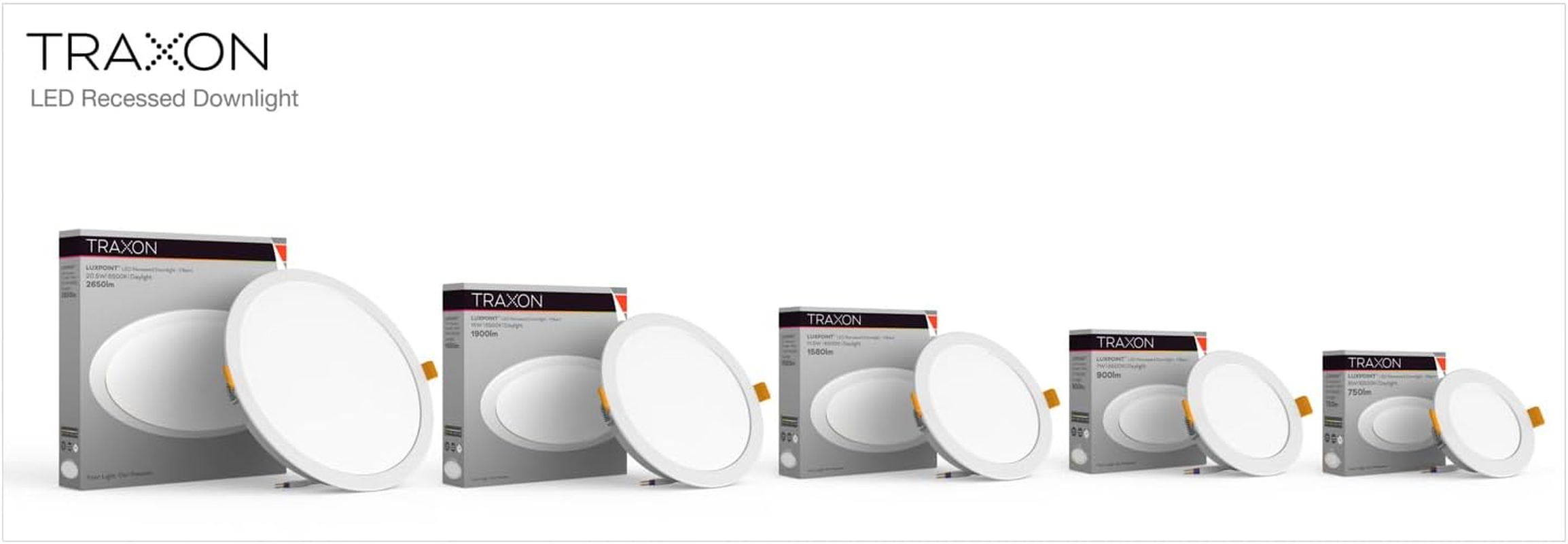 TRAXON LUXPOINT LED Recessed Spotlight, Filbert Round, 15W, Warm Light, 3000K, 1800Lm, PS Ceiling Light, Integrated Driver, Ceiling Cut, Diameter 145-150Mm, IP20, Indoor (Warm Light 3000K, Pack 2) image number 4