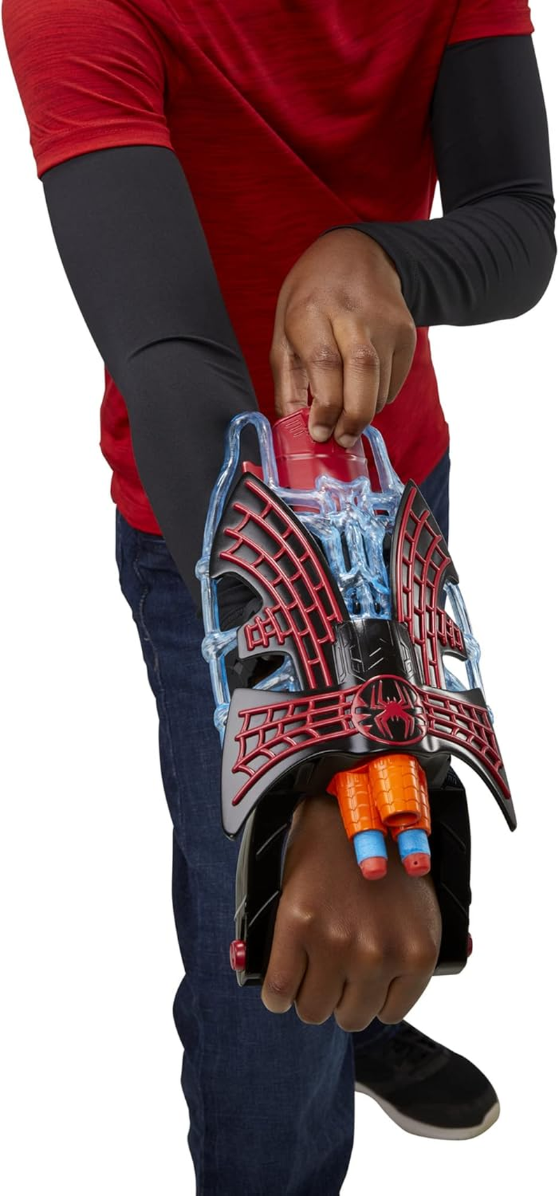 Spider-Man Marvel : across the Spider-Verse Miles Morales Tri-Shot NERF Blaster, with 3 Darts, Toys, Super Hero Toys for 5 Year Old Boys and Girls and Up image number 2