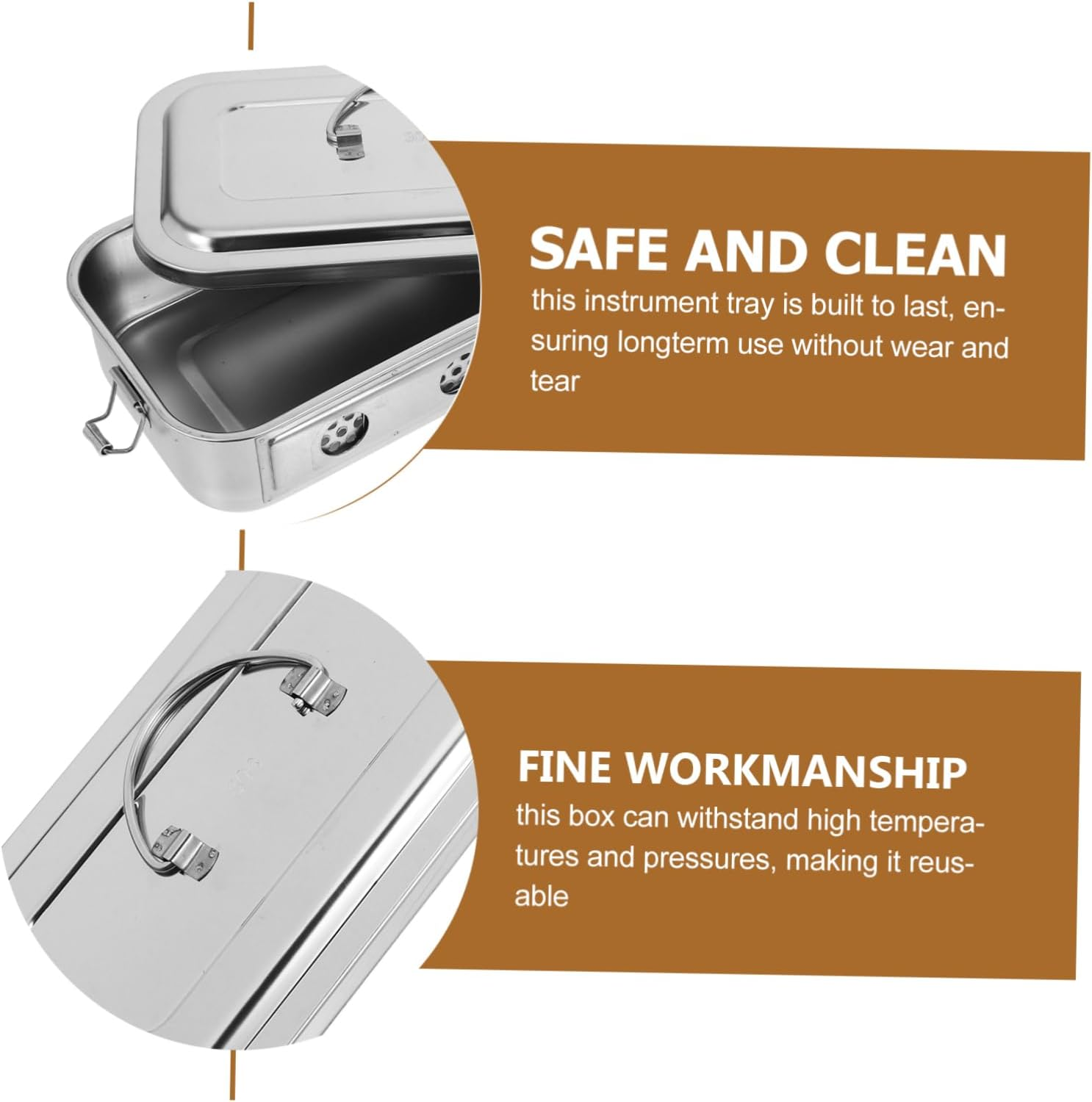 Box Stainless Steel Tray Holes and Lid for Tools Medical Storage Case for Lab Doctor Tool Organizer For image number 3