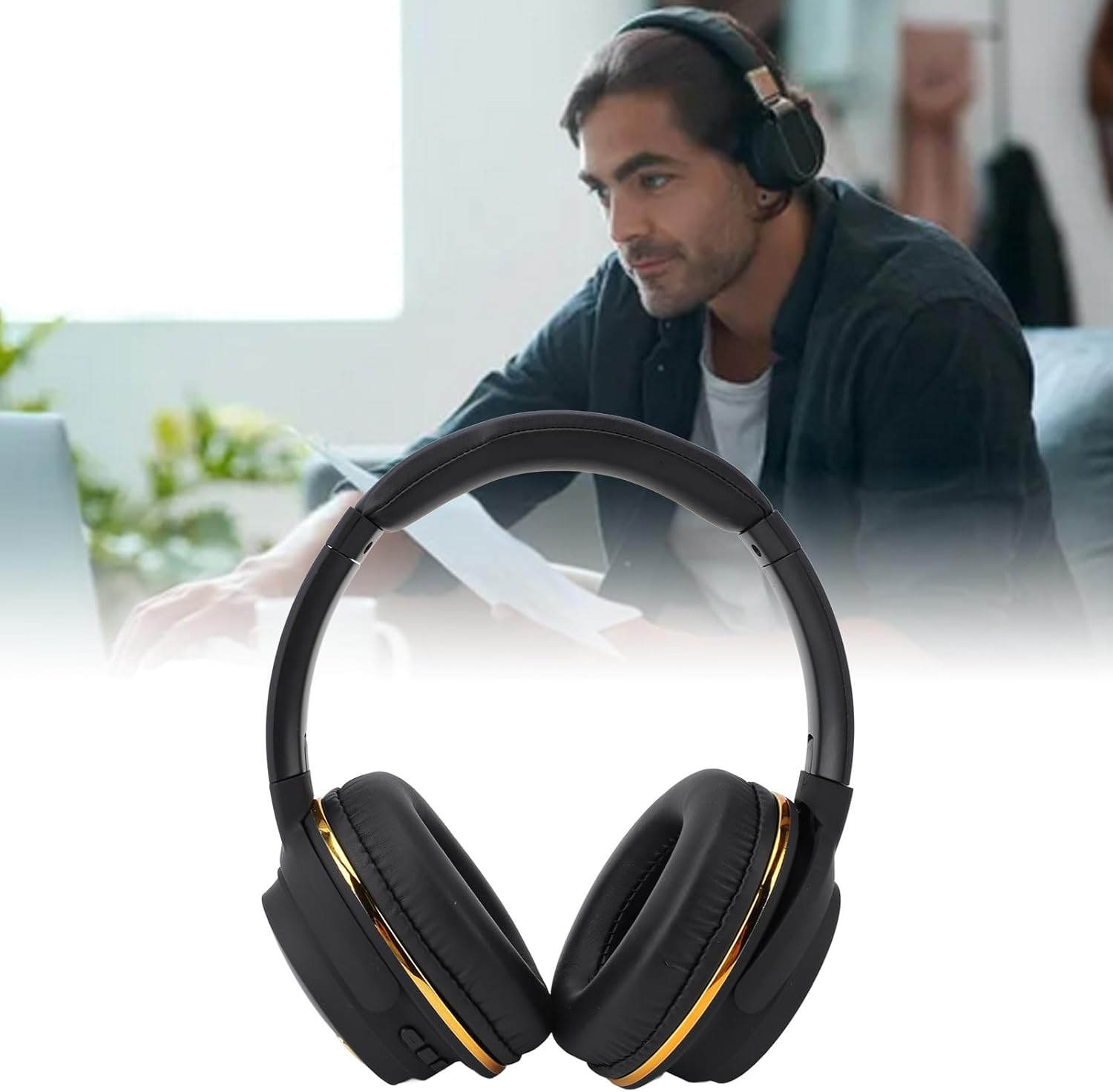 Yosoo Wireless ANC Headphone, Wireless over Ear Headset for Sports Gaming with Stable Connection, Rechargeable for Long Playback image number 1