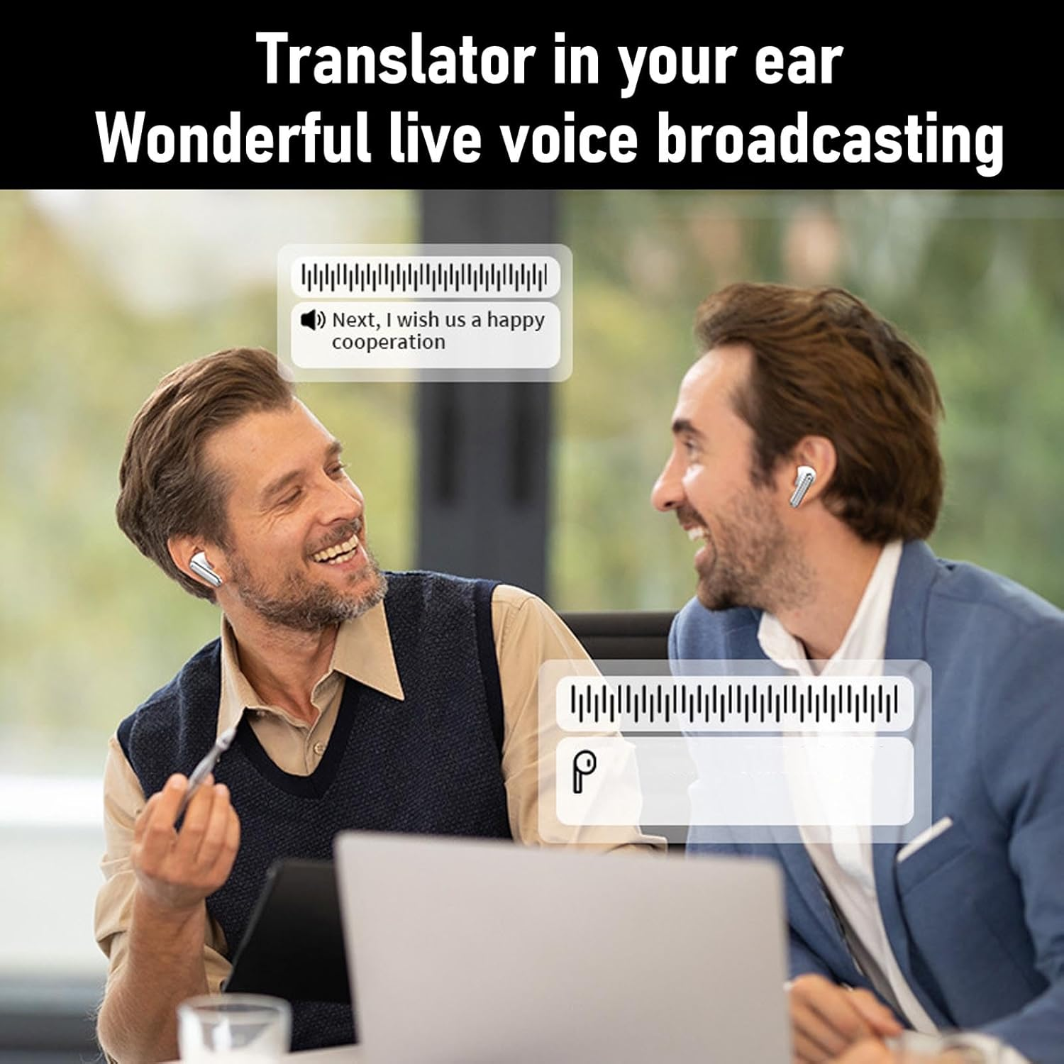Language Translator Earbuds, AI Translation Earbuds in Real Time, 144 Languages High Accuracy Real Time Translation Earphones, Wireless AI Tech Language Translator Earbuds for Meetings Travel image number 1