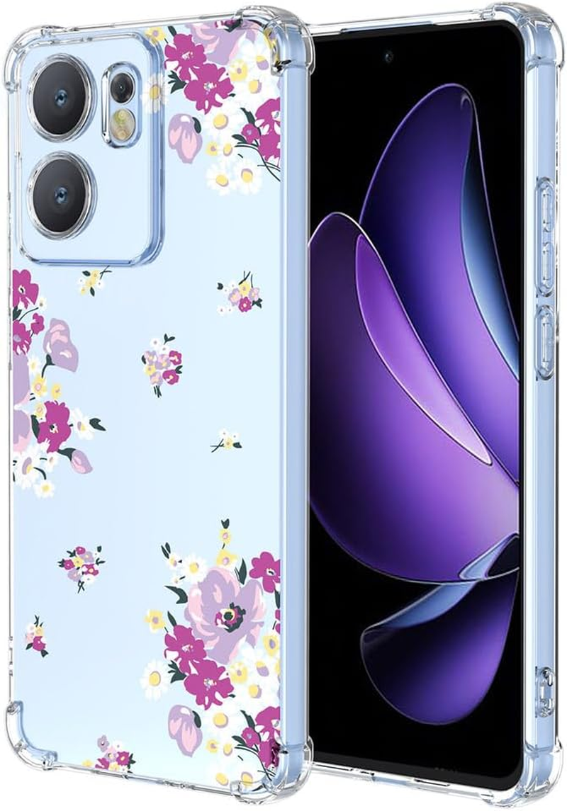 SEAHAI Case for Oppo Reno 13 FS (Oppo Reno 13F 5G/4G), Colourful Beautiful Flowers Ultra Thin Transparent Mobile Phone Case Soft Silicone TPU Bumper Shockproof Case Protective Cover - Vines