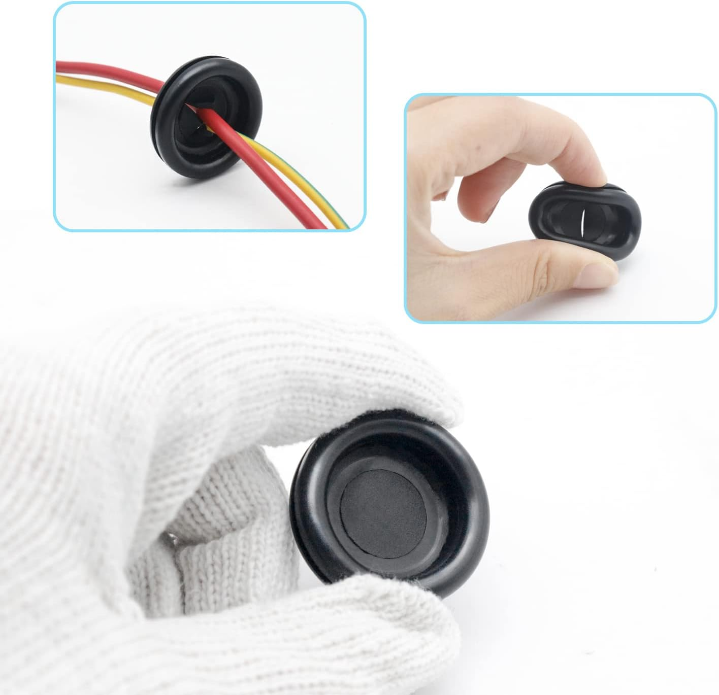 188 Pieces Closed Rubber Grommet Firewall Solid Closed Hole Plug Assortment Kit for Wire Electrical Appliance Plumbing (7 Sizes) image number 4