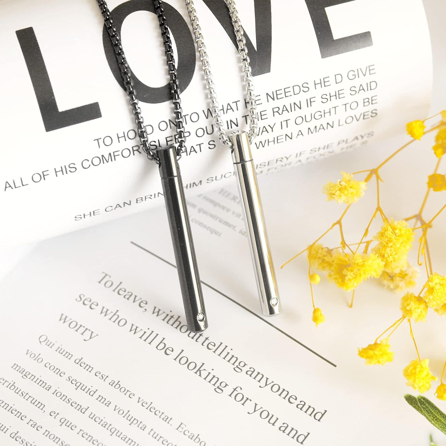 2 Pcs Cremation Necklace for Ashes Urn Necklace for Ashes Stainless Steel Cremation Jewelry Memorial Ash Holder with CZ Necklace