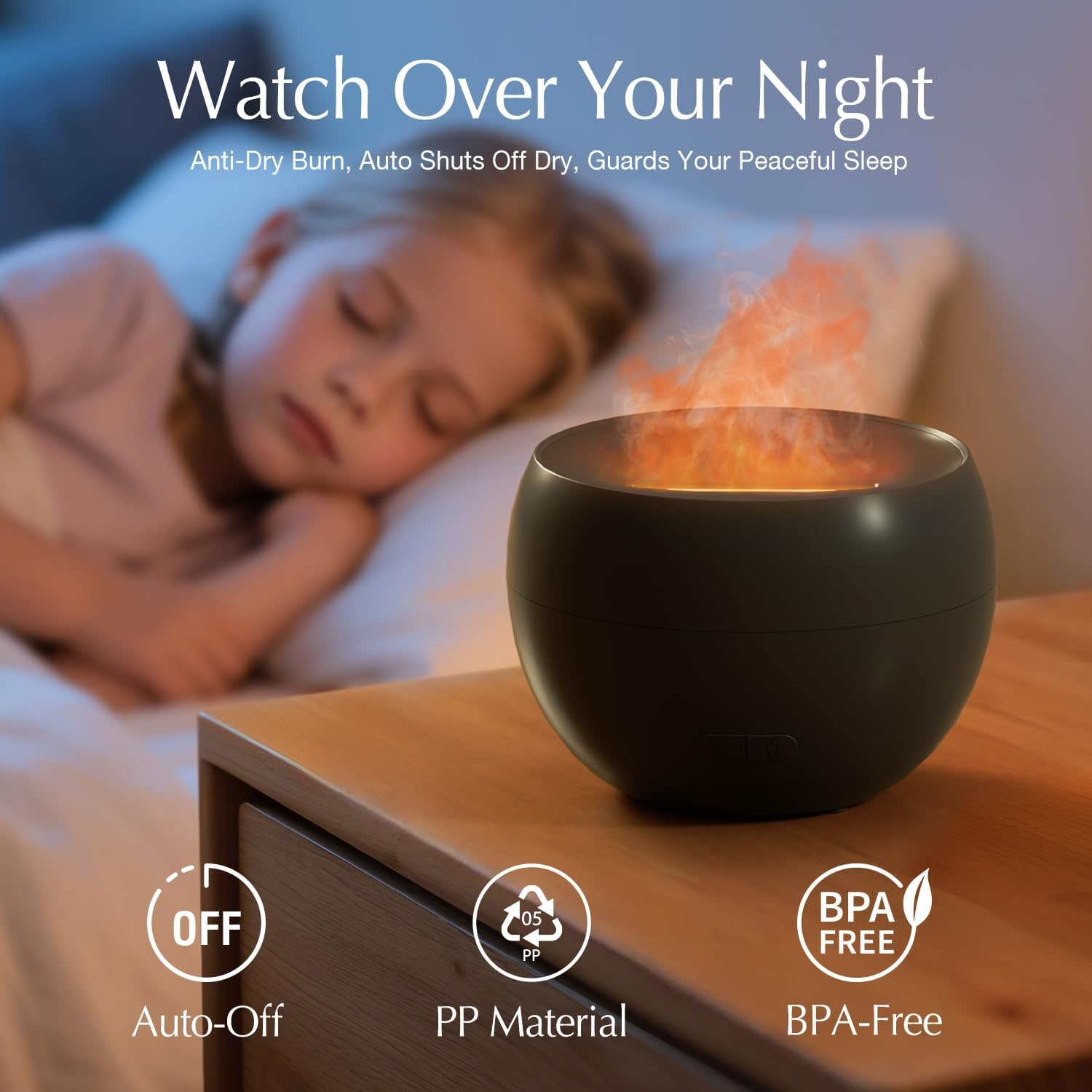 SALKING Fire Diffuser, 150Ml Essential Oil Diffuser, Aromatherapy Humidifier with Auto-Off, Ultrasonic Diffusers for Home, Office, Bedroom & Gifts (Black)