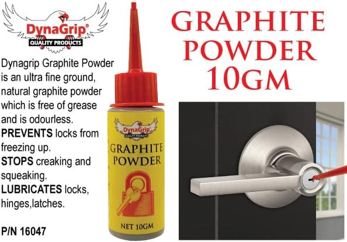 Dynagrip Graphite Powder - 10G Dry Graphite Lubricant - Dust-Free Safety Lock Multifunctional Door Window Lock Lubricant