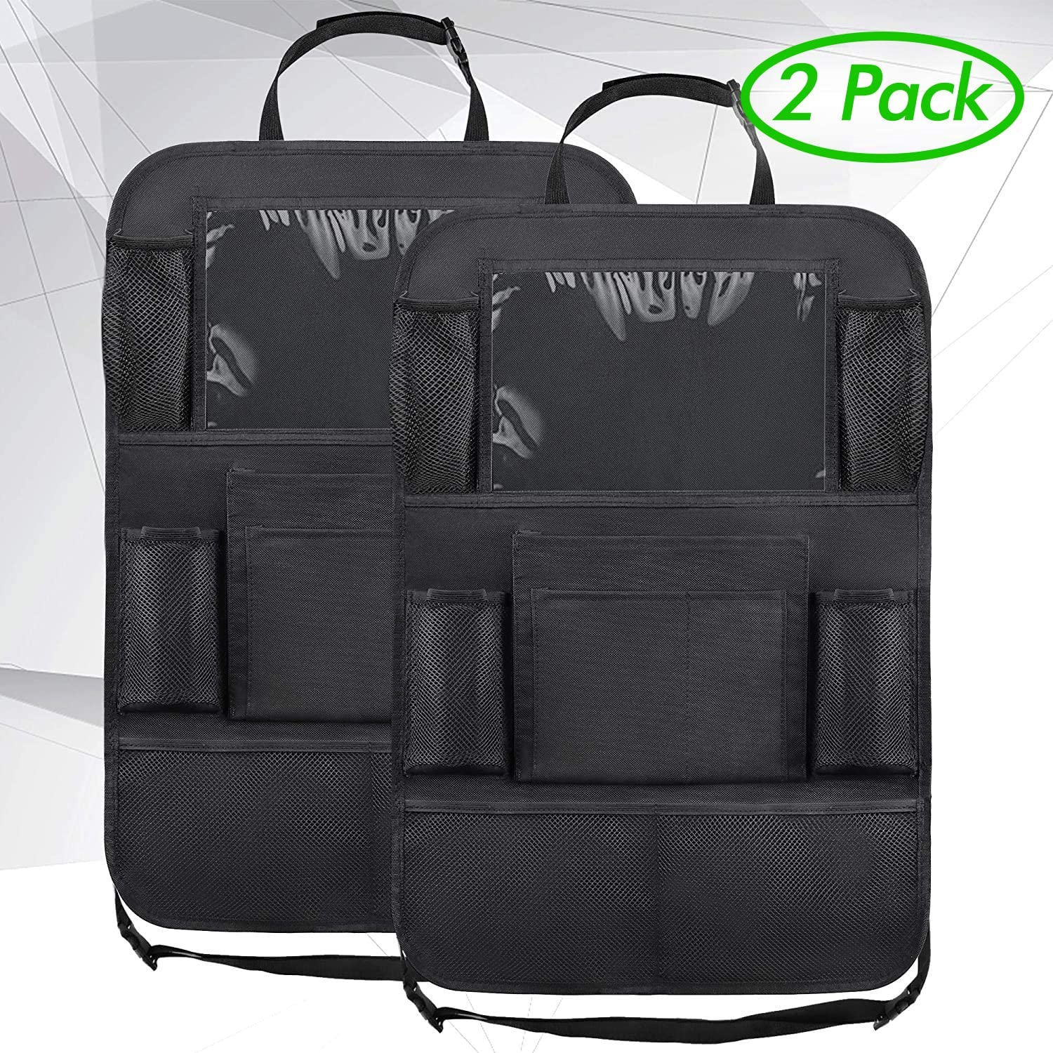 Beauty Nymph Backseat Car Organizer Kick Mats Back Seat Storage Bag with Ipad Touch Screen Tablet Holder and 9 Storage Pockets for for Toys Drinks Book (2 Pack) image number 3